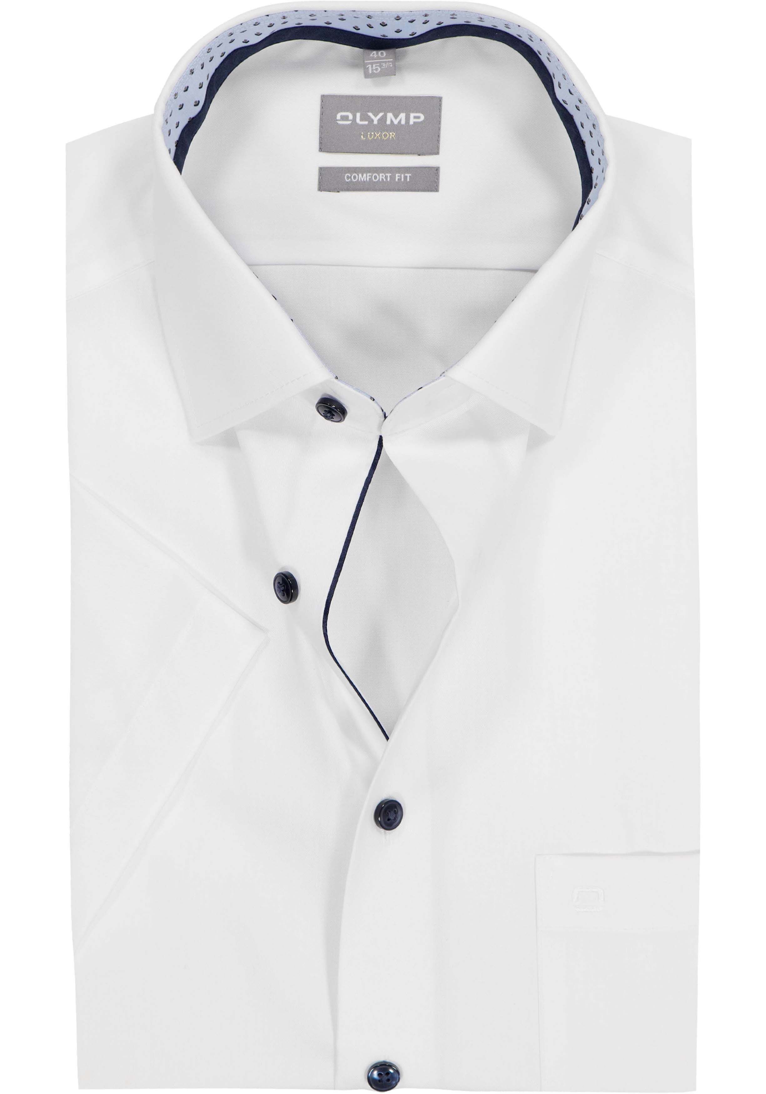 OLYMP Luxor comfort fit overhemd, korte mouw, twill, wit