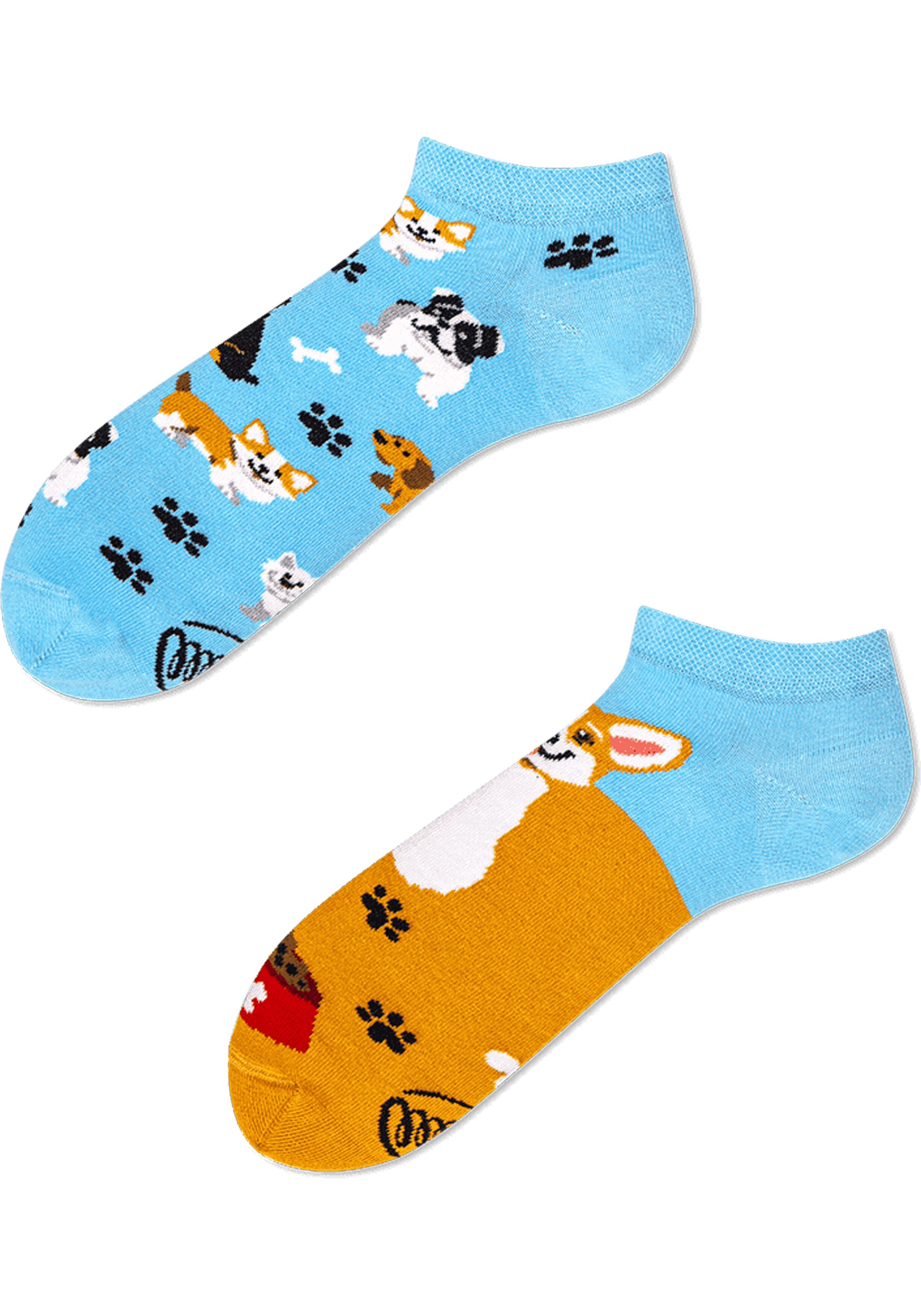 Many Mornings unisex enkelsokken, Playful Dog Low