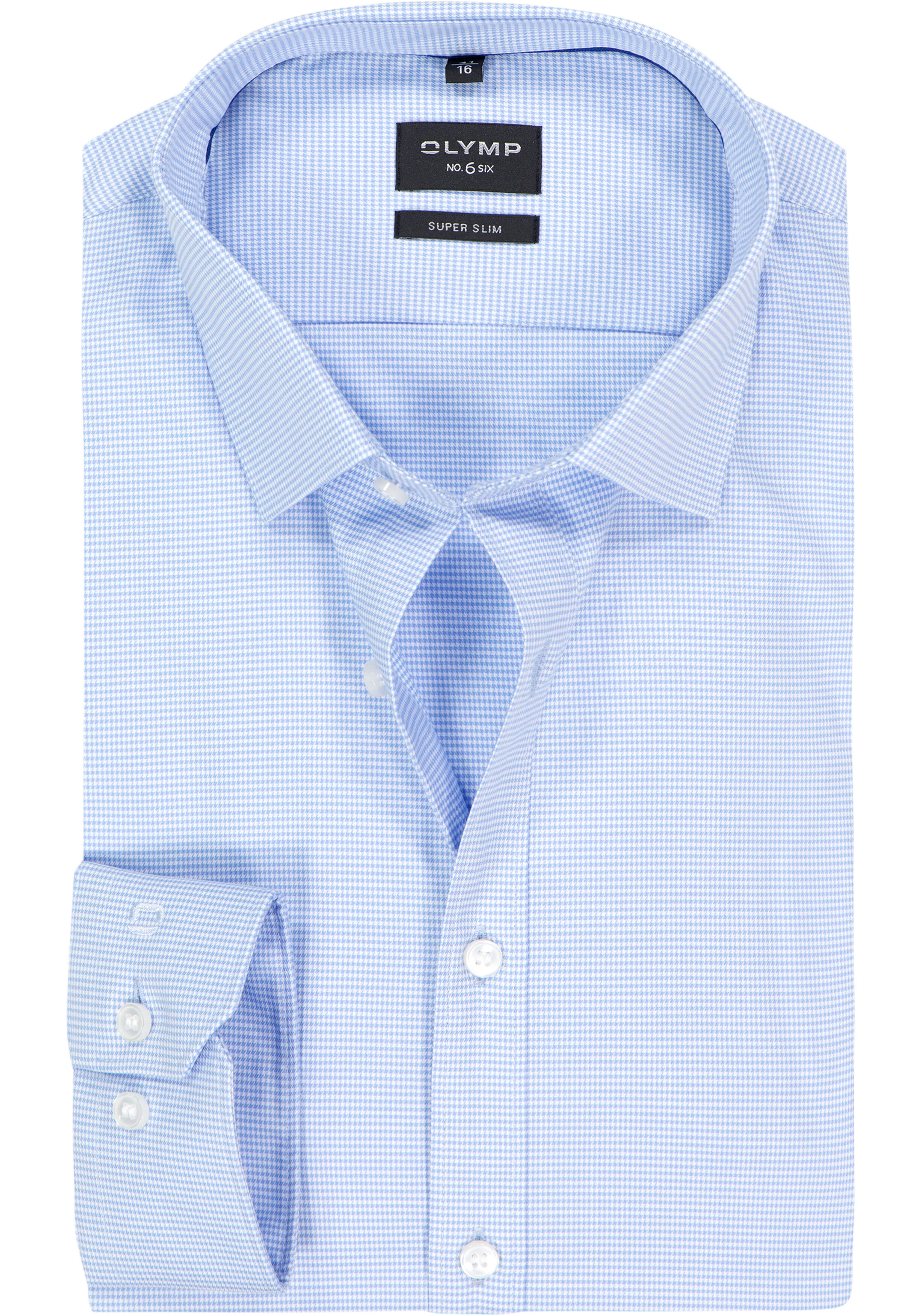 OLYMP No. Six super slim fit overhemd, lichtblauw geruit 