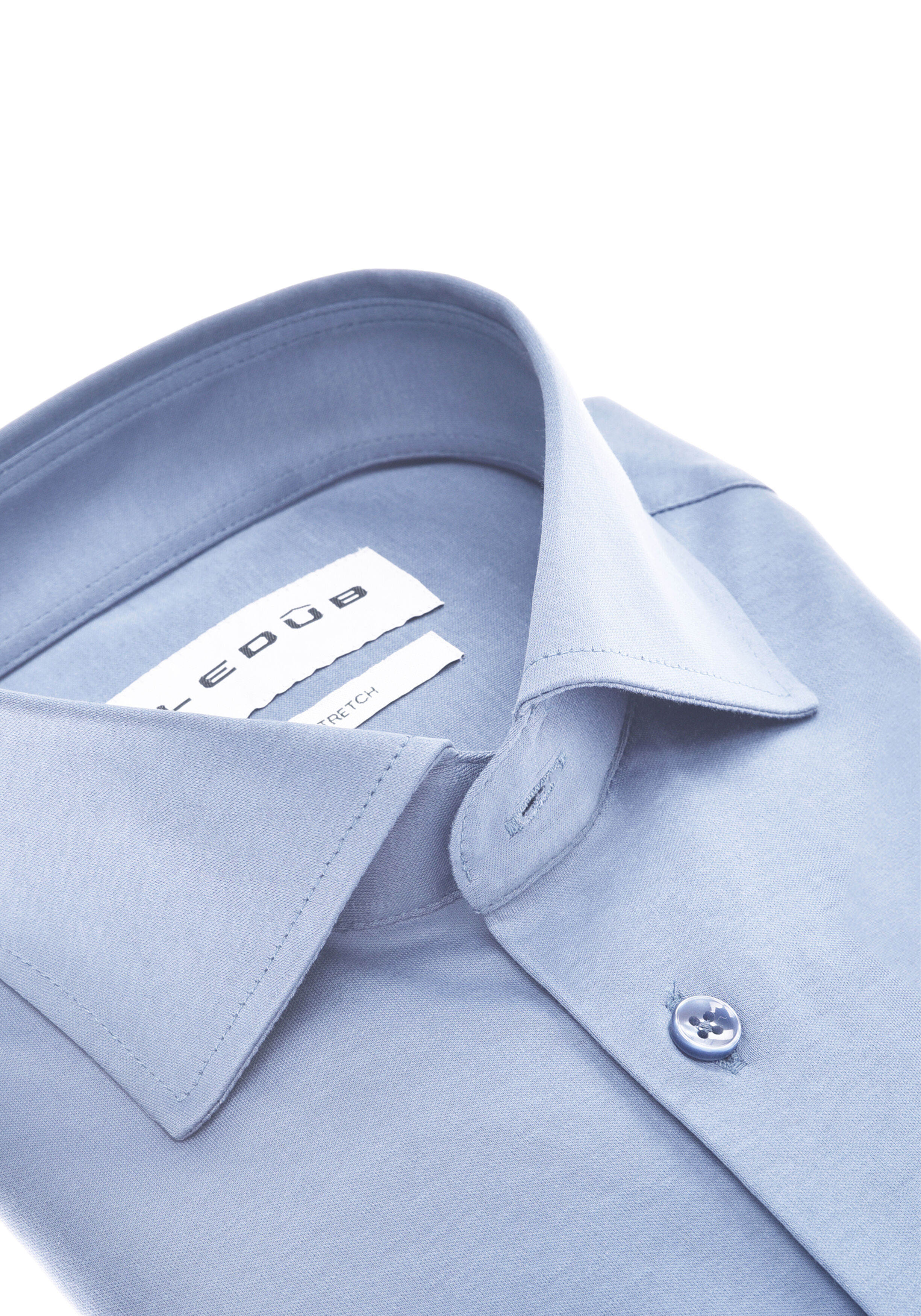 Ledub modern fit overhemd, jersey, middenblauw