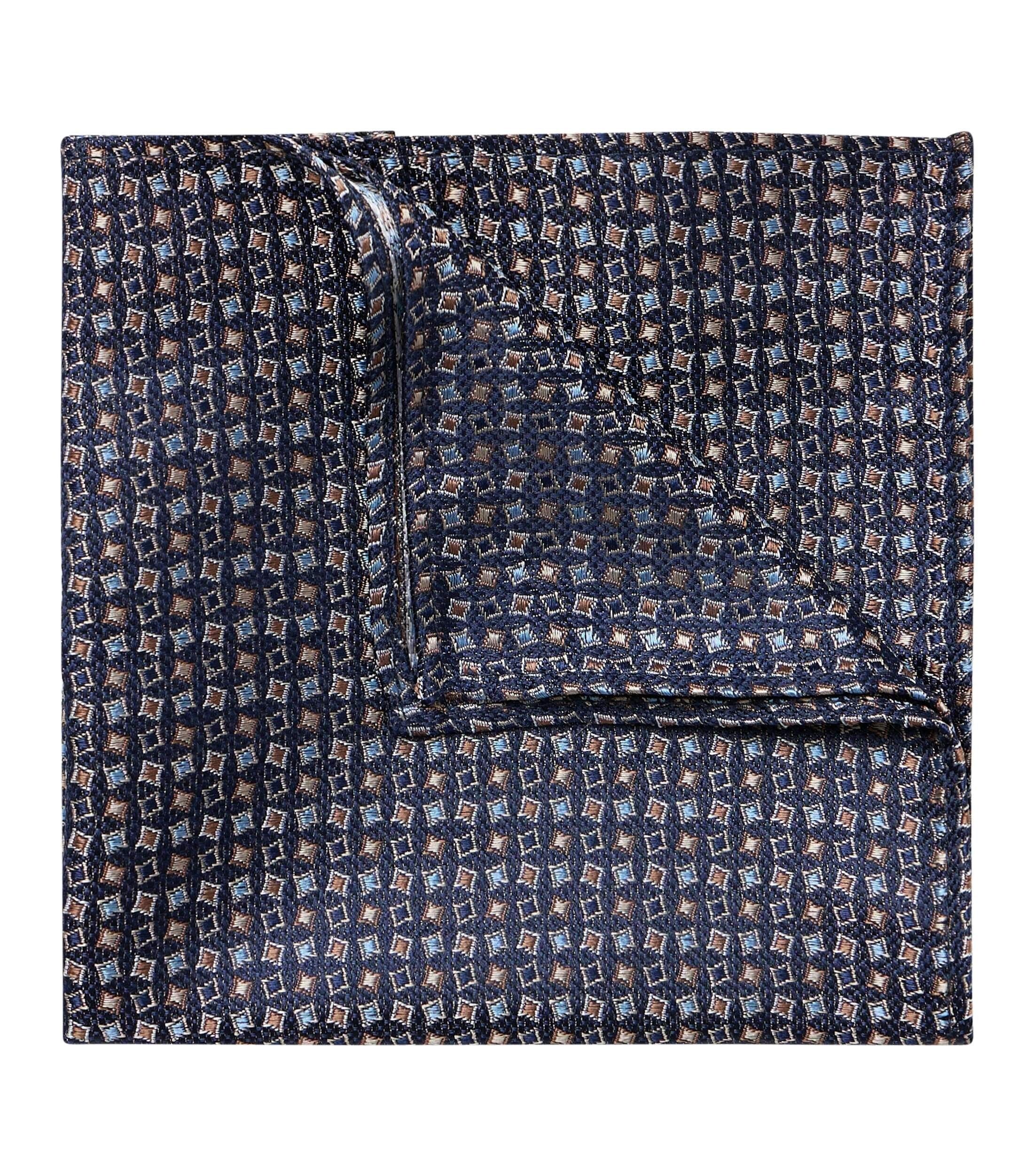 VENTI set met vlinderdas en pochet, donkerblauw, lichtblauw, bruin dessin
