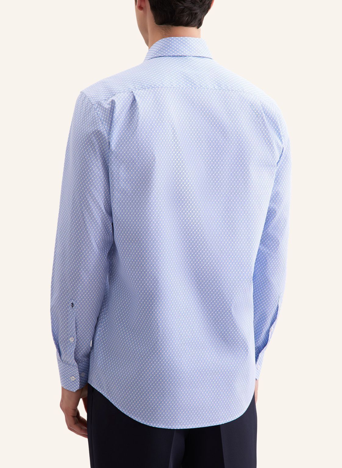 Seidensticker regular fit overhemd, popeline, blauw dessin