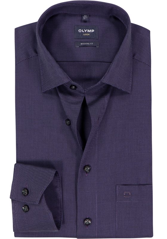 OLYMP Luxor modern fit overhemd, structuur, paars OLYMP Luxor modern fit overhemd, structuur, paars