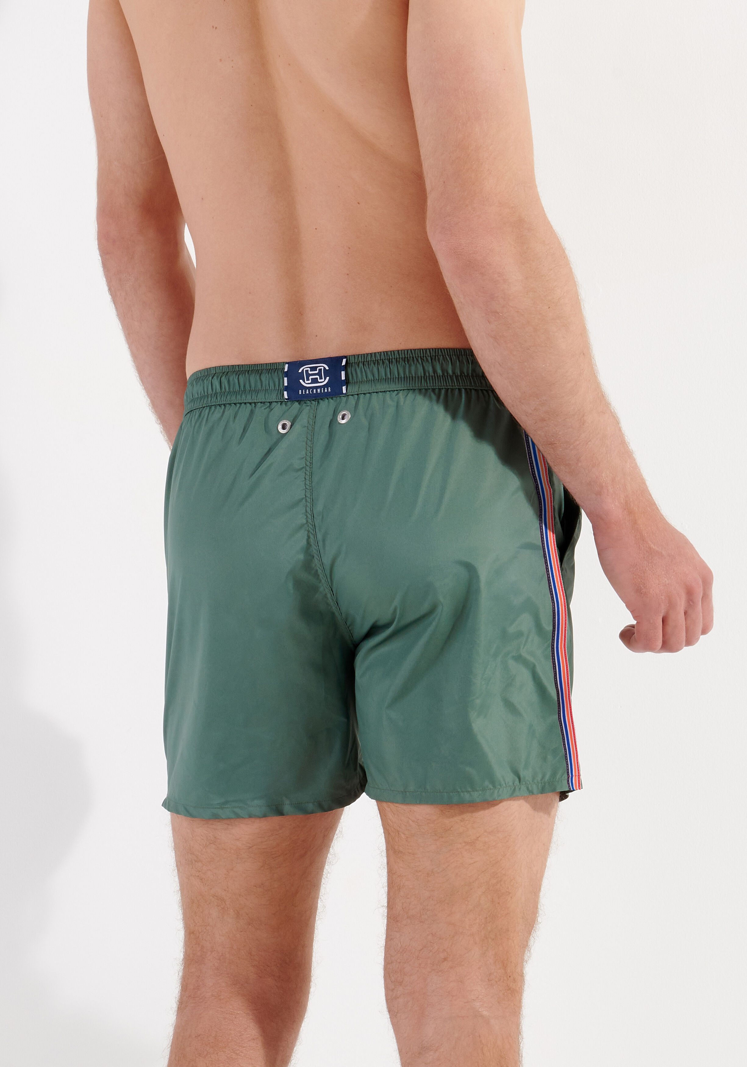 HOM Nautical cup beach boxer, heren zwemshort, kaki groen