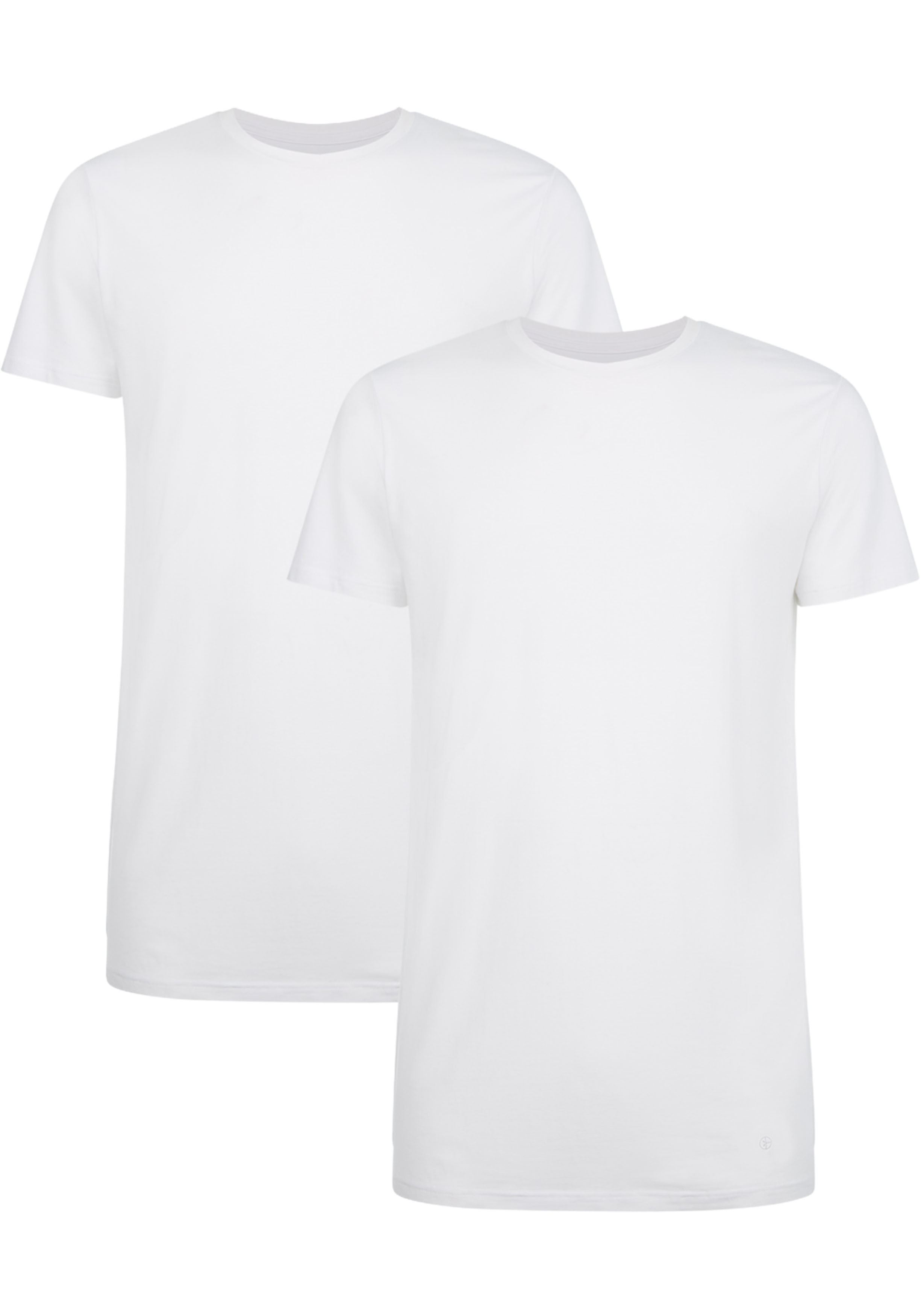 Bamboo Basics Ruben round neck T-shirt (2-pack), heren T-shirt O-hals extra lang, wit