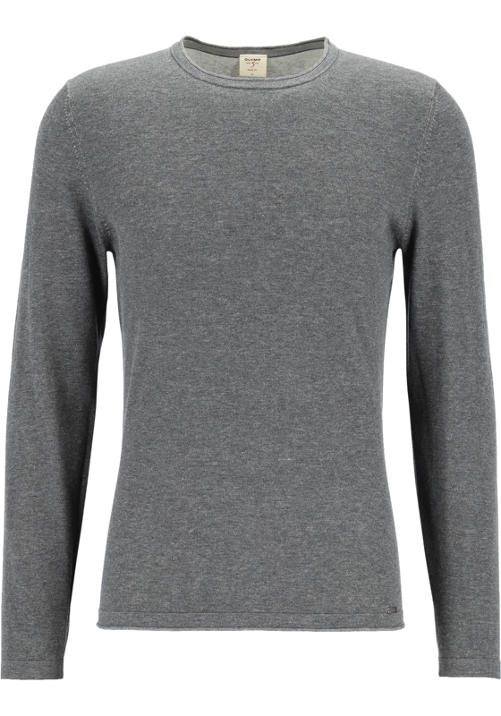 OLYMP Level 5 body fit trui katoen, O-hals, antraciet grijs OLYMP Level 5 body fit trui katoen, O-hals, antraciet grijs