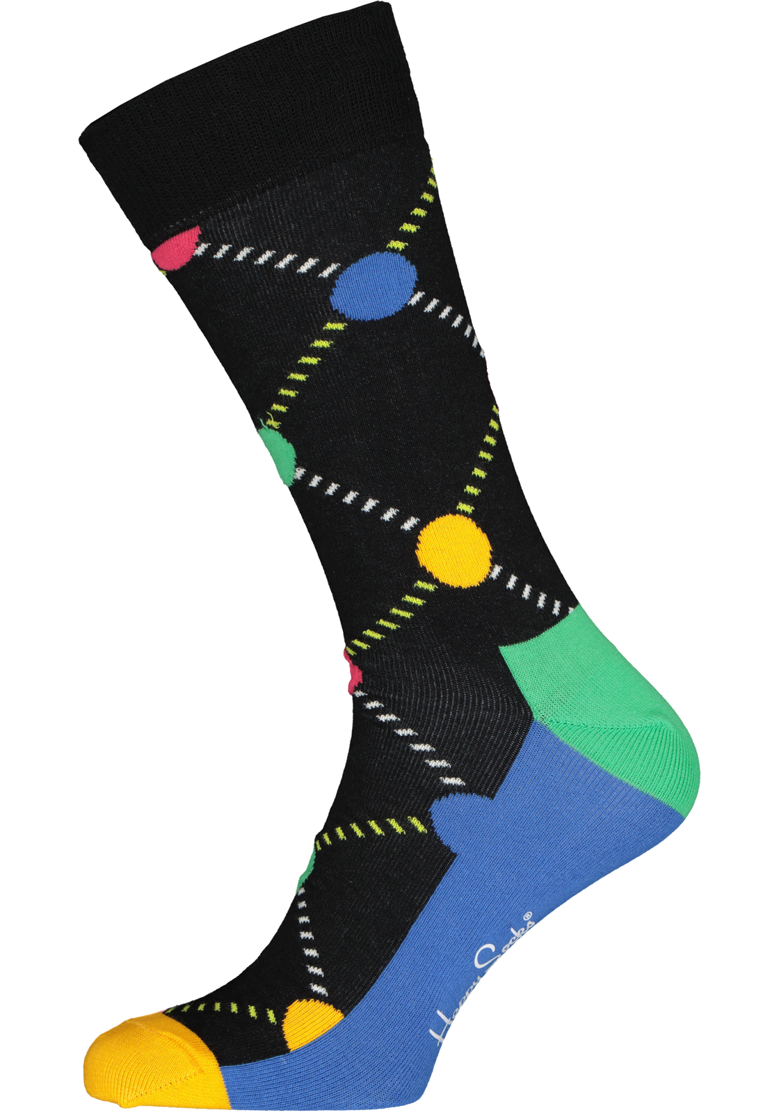 1-7333102516258_Happy_Socks__HR Happy Socks Argyle Dot Sock, zwart geruit met kleurtjes