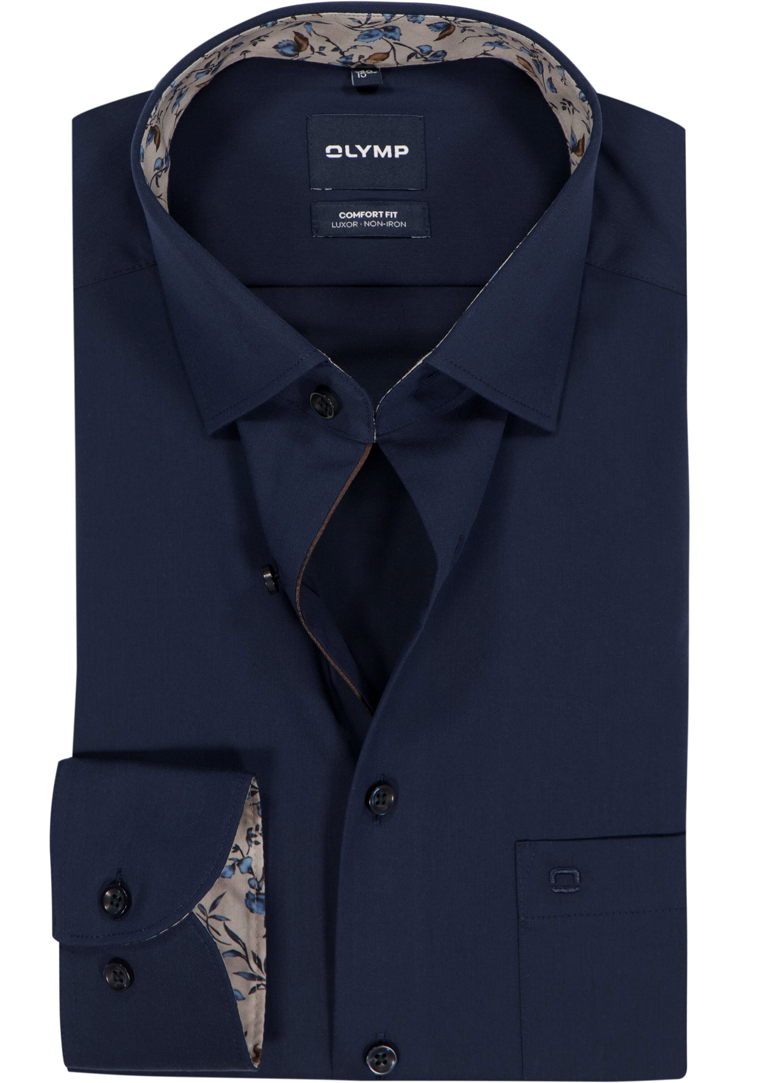OLYMP Luxor comfort fit overhemd, twill, marine blauw