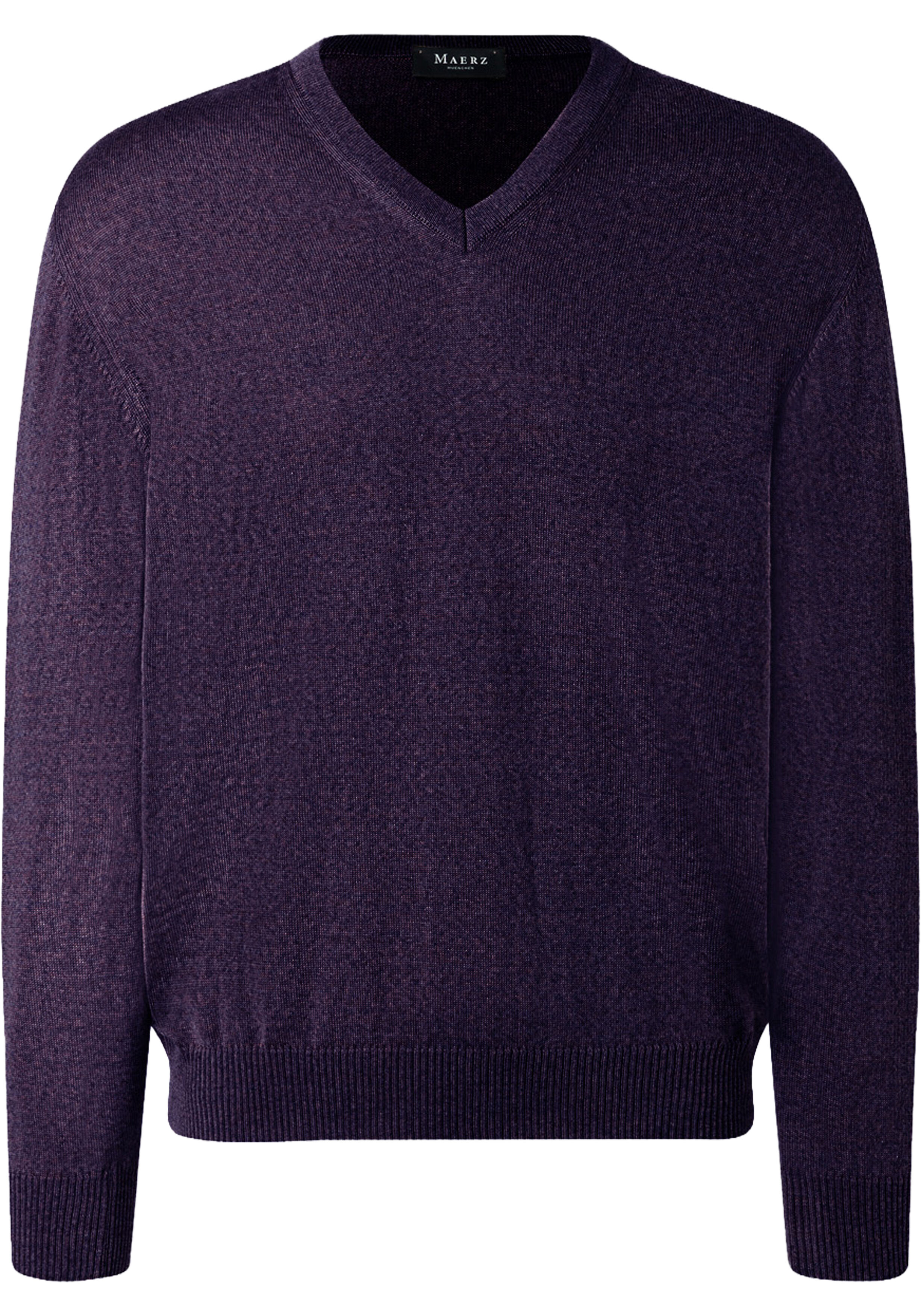 MAERZ Classic Fit heren trui met V-hals wol, paars