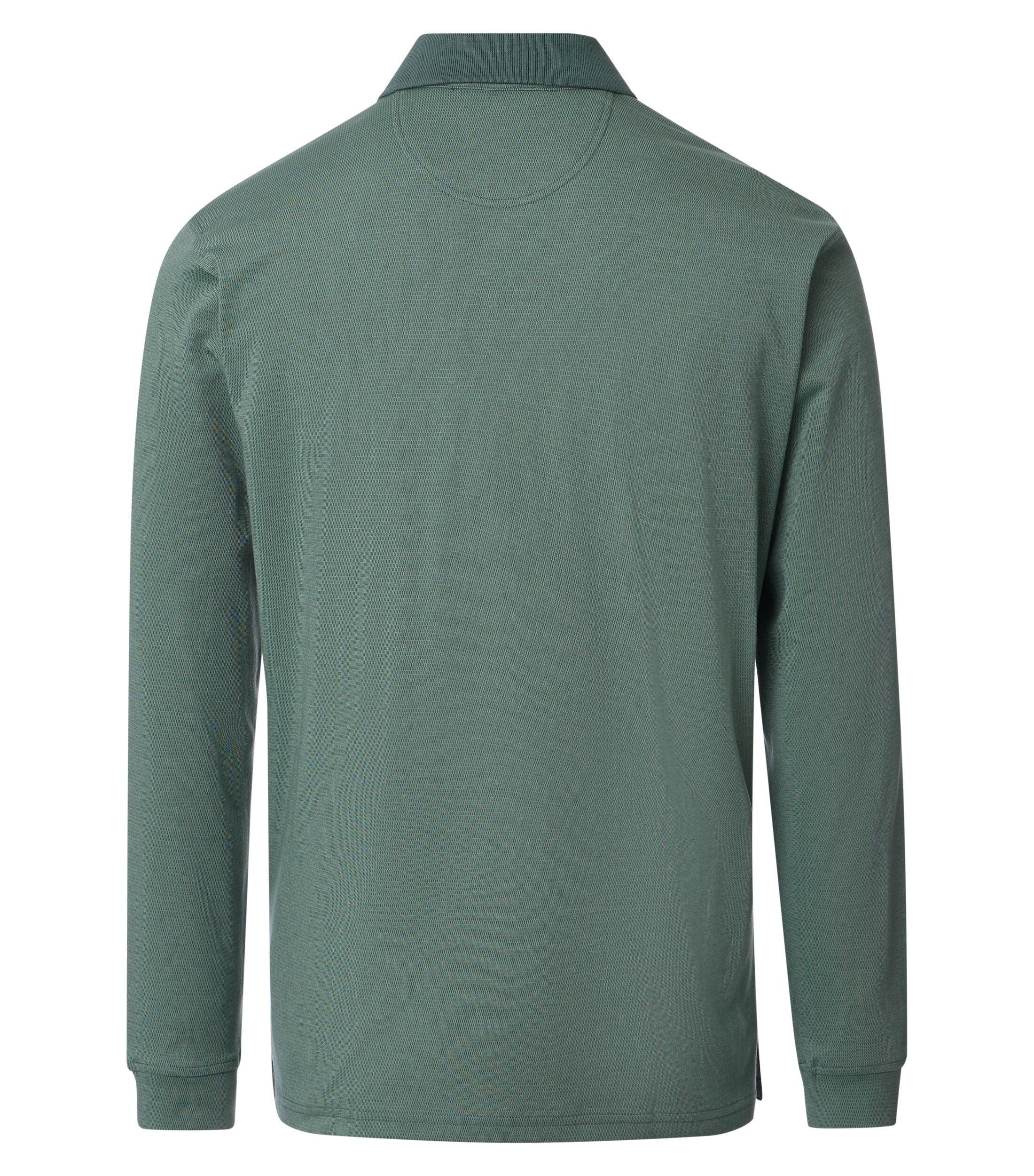 CASA MODA comfort fit heren polo lange mouw, groen dessin
