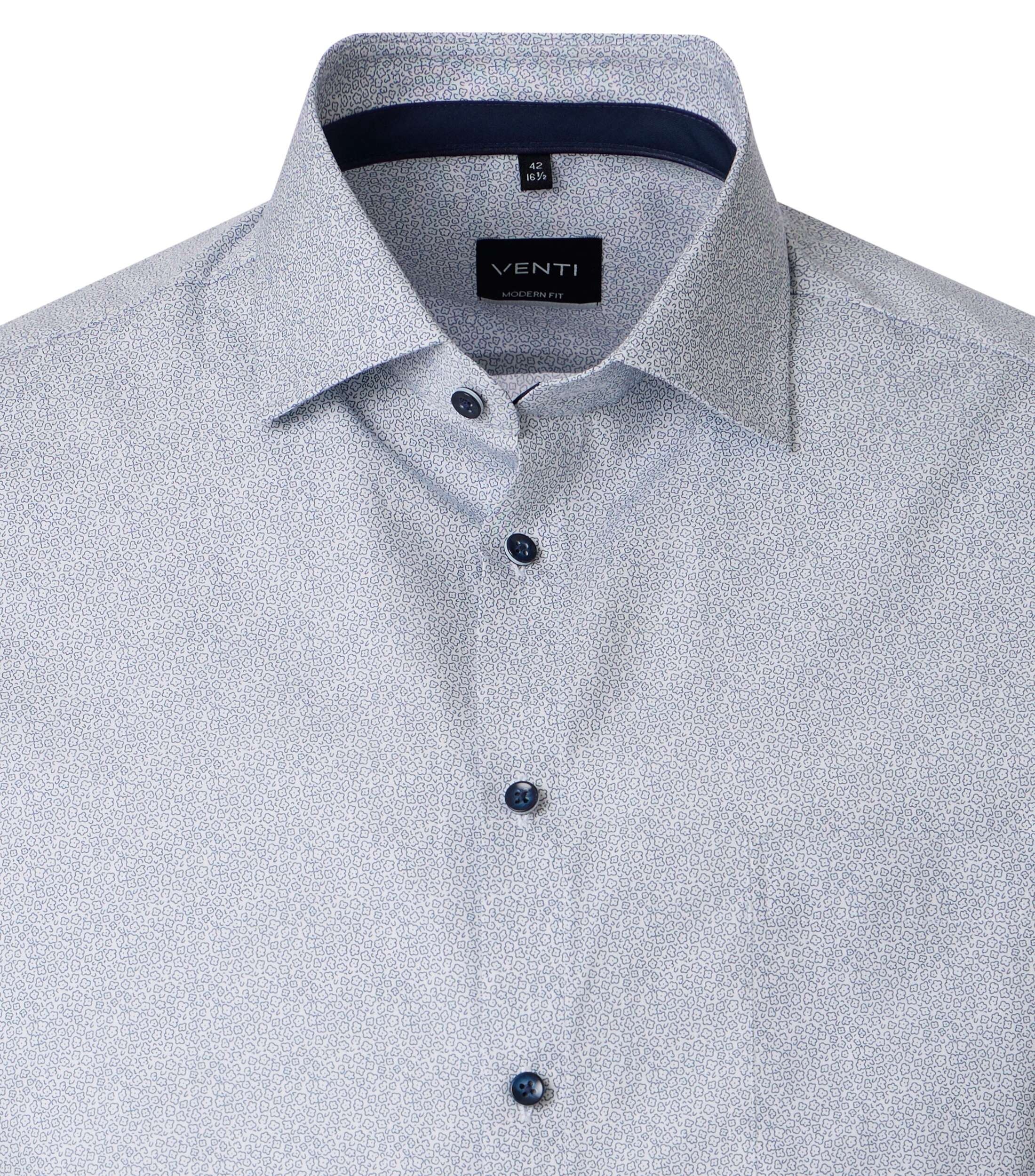 VENTI modern fit overhemd, popeline, wit, blauw dessin