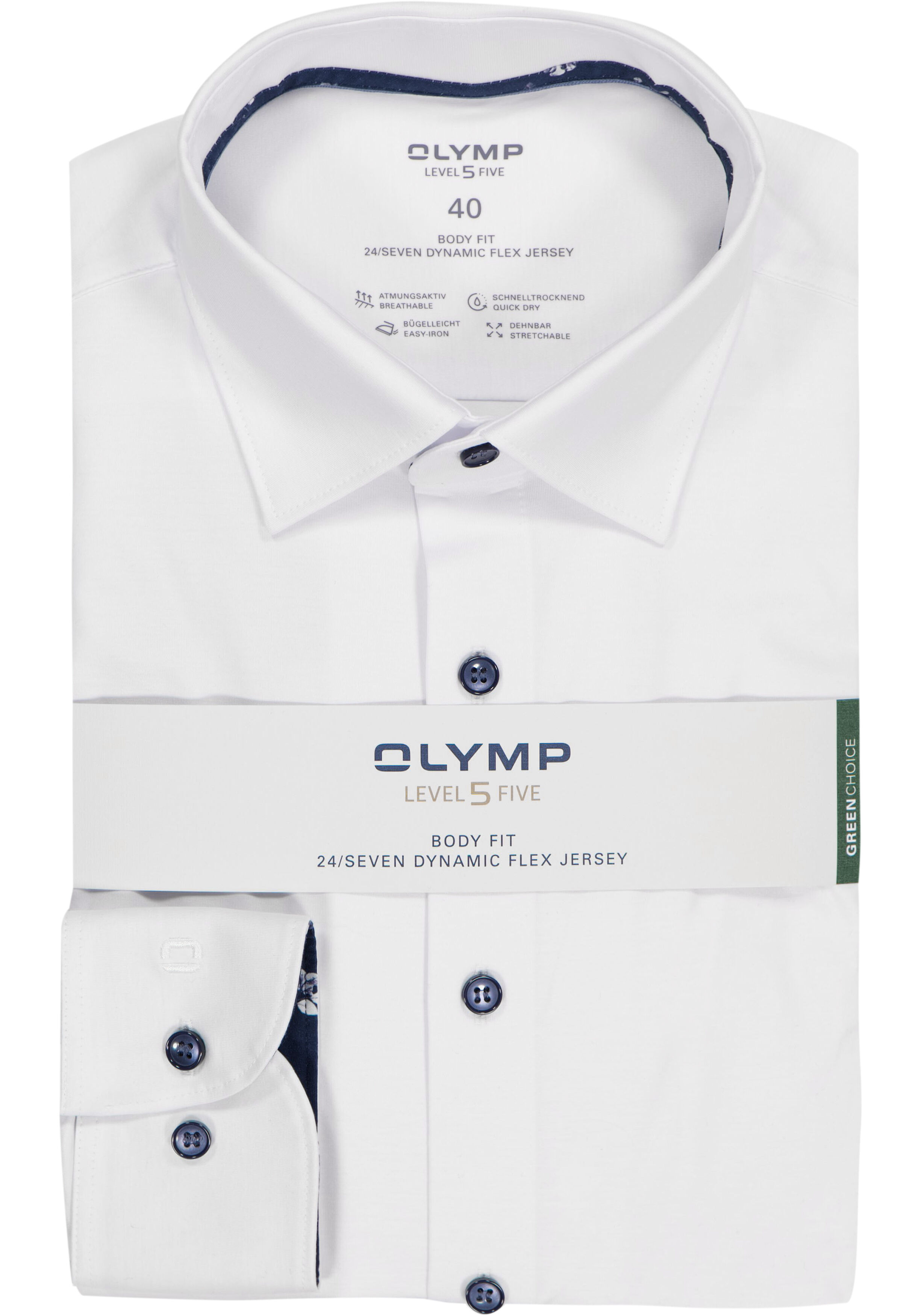 OLYMP 24/7 Level 5 body fit overhemd, tricot, wit