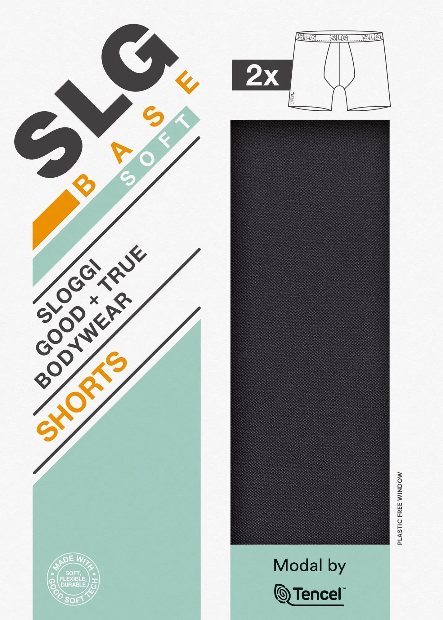 Sloggi Men SLG Base Soft Short, heren boxershort korte pijp (2-pack), zwart