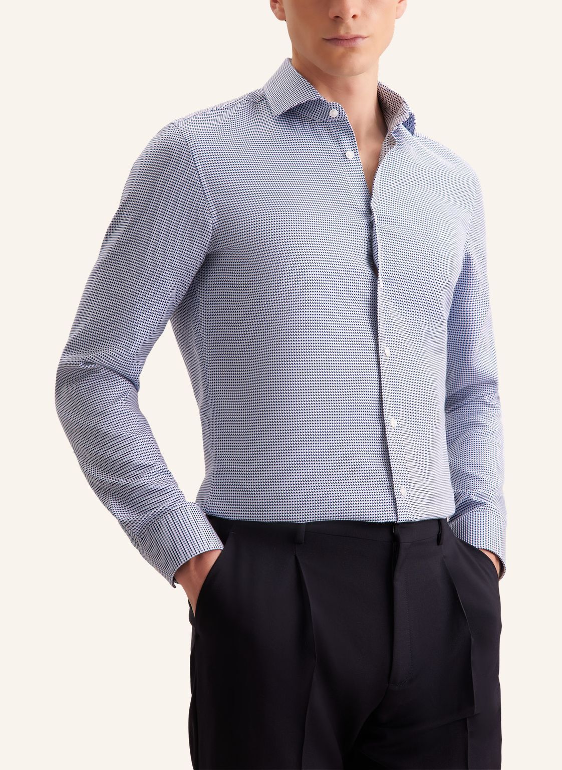 Seidensticker x-slim fit overhemd, popeline, blauw geruit