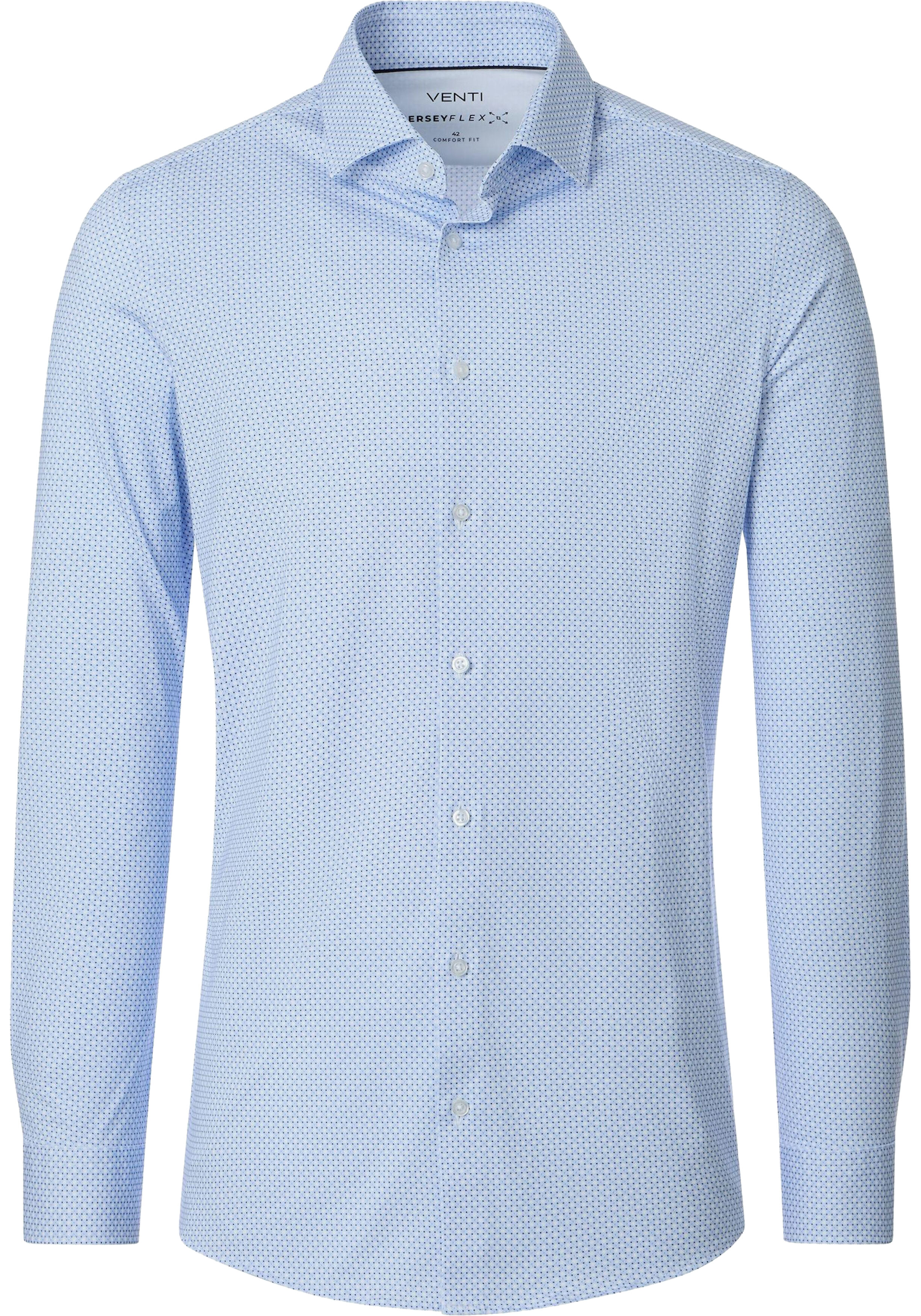 VENTI CASA MODA comfort fit overhemd, popeline, wit met licht- en donkerblauw dessin