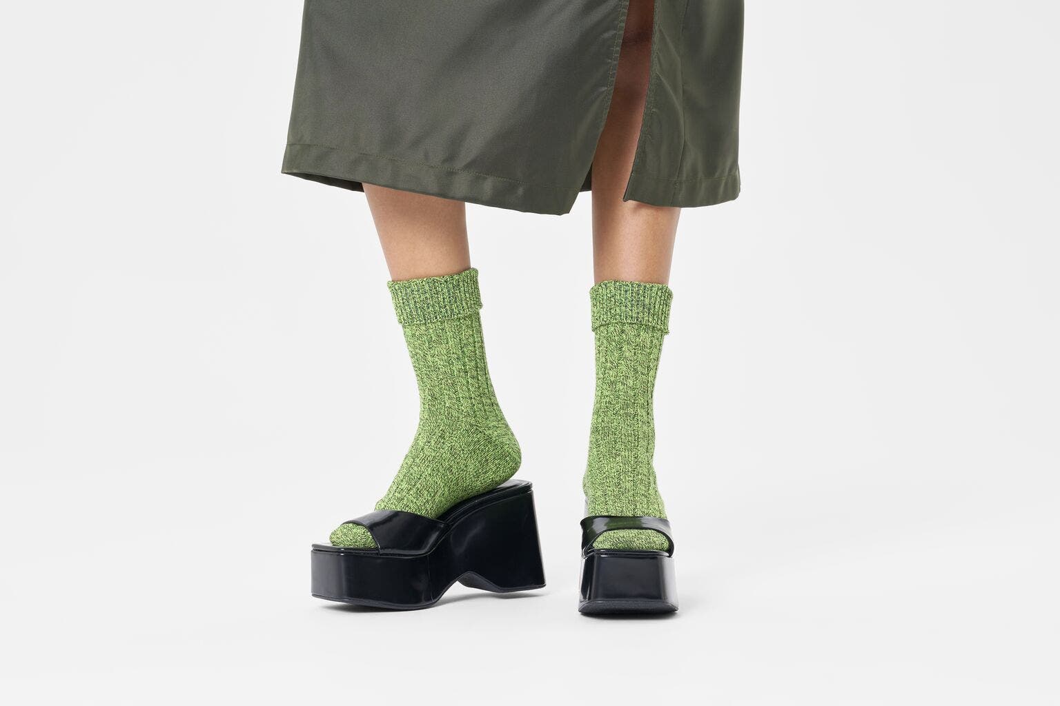 Happy Socks Folded Cuff Sock, unisex sokken, groen