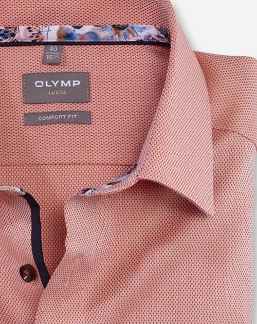 OLYMP Luxor comfort fit overhemd, structuur, oranje