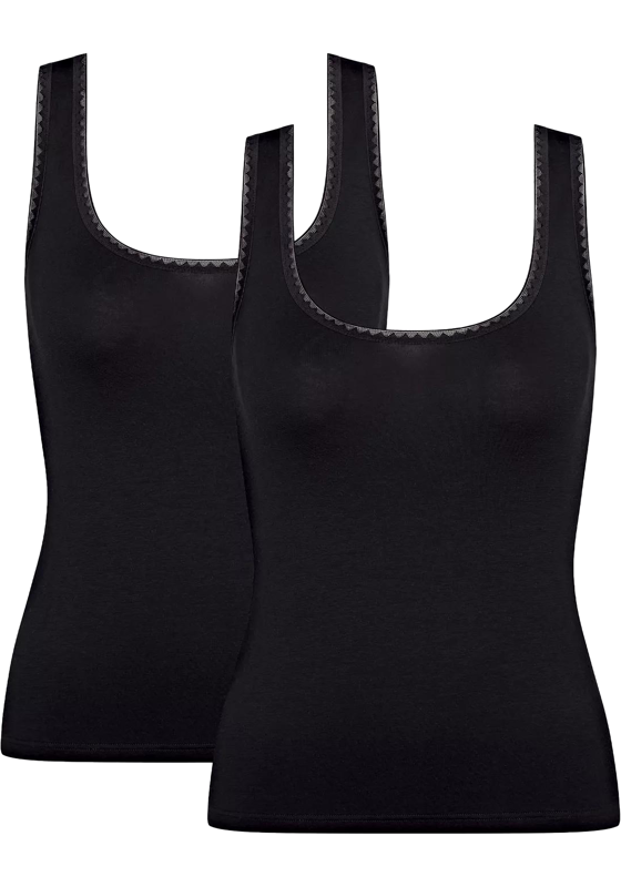 Sloggi Women GO Tank Top (2-pack), dames singlet, zwart Sloggi Women GO Tank Top (2-pack), dames singlet, zwart
