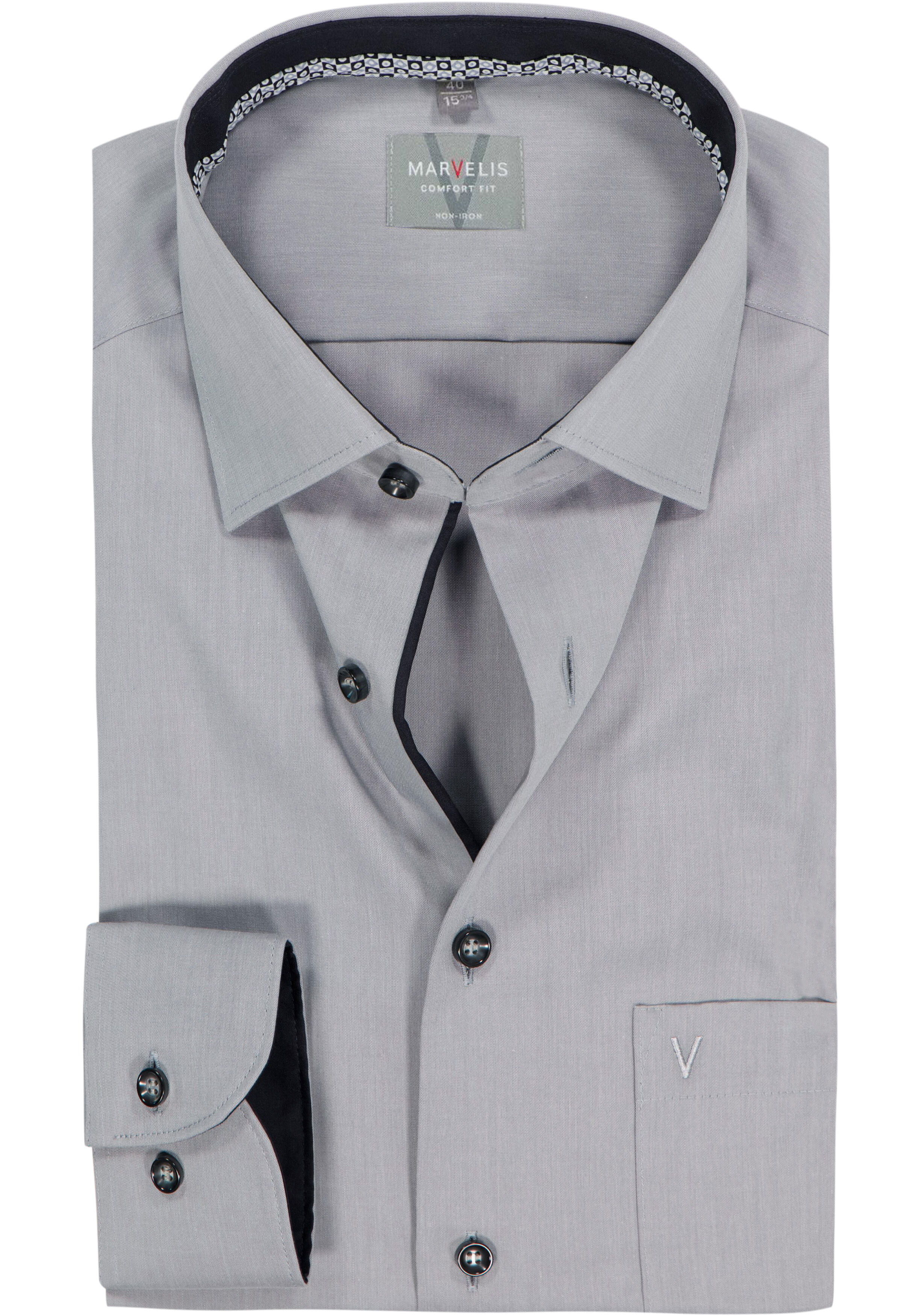 MARVELIS comfort fit overhemd, popeline, antracietgrijs