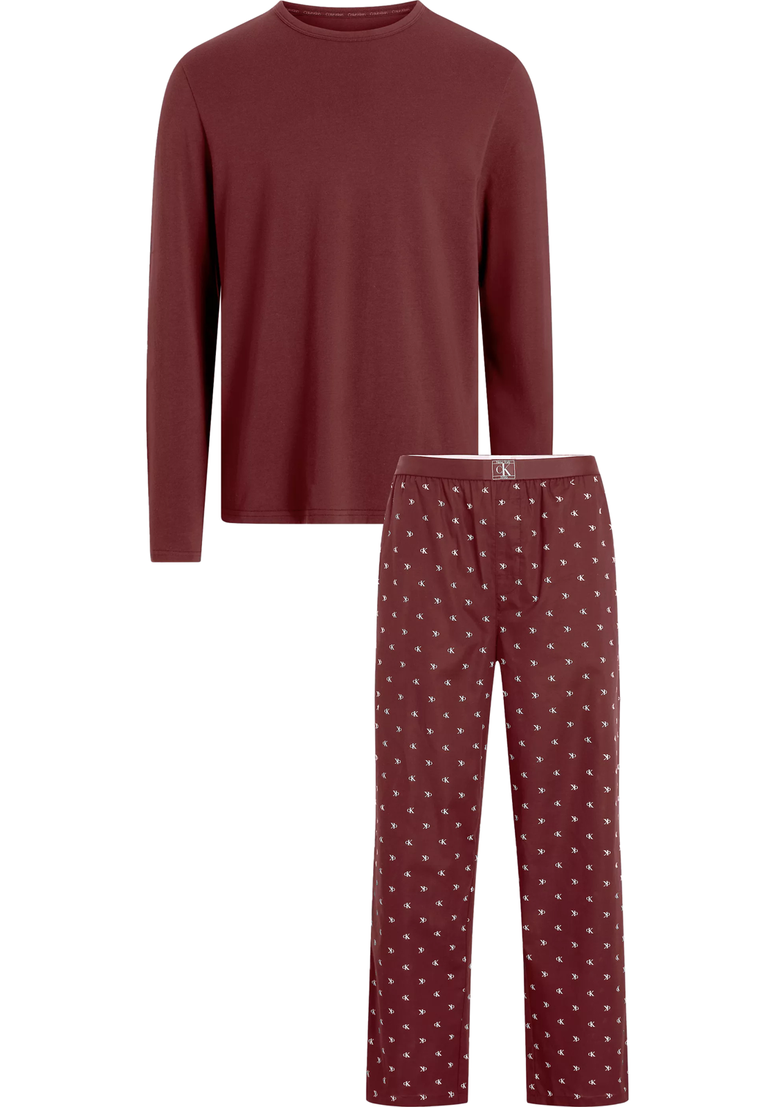1-8720639830763-000NM2846ESSM-calvin_klein-ondergoed_HR Calvin Klein heren pyjama O-hals, donkerrood shirt, dessin broek