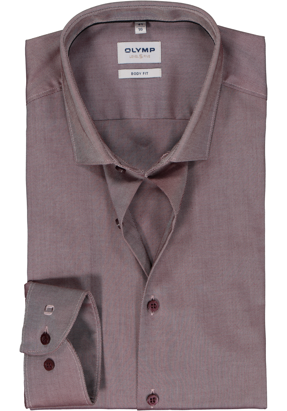 1-4066425518793_olymp-overhemd_HR OLYMP Level 5 body fit overhemd, twill, donker rood