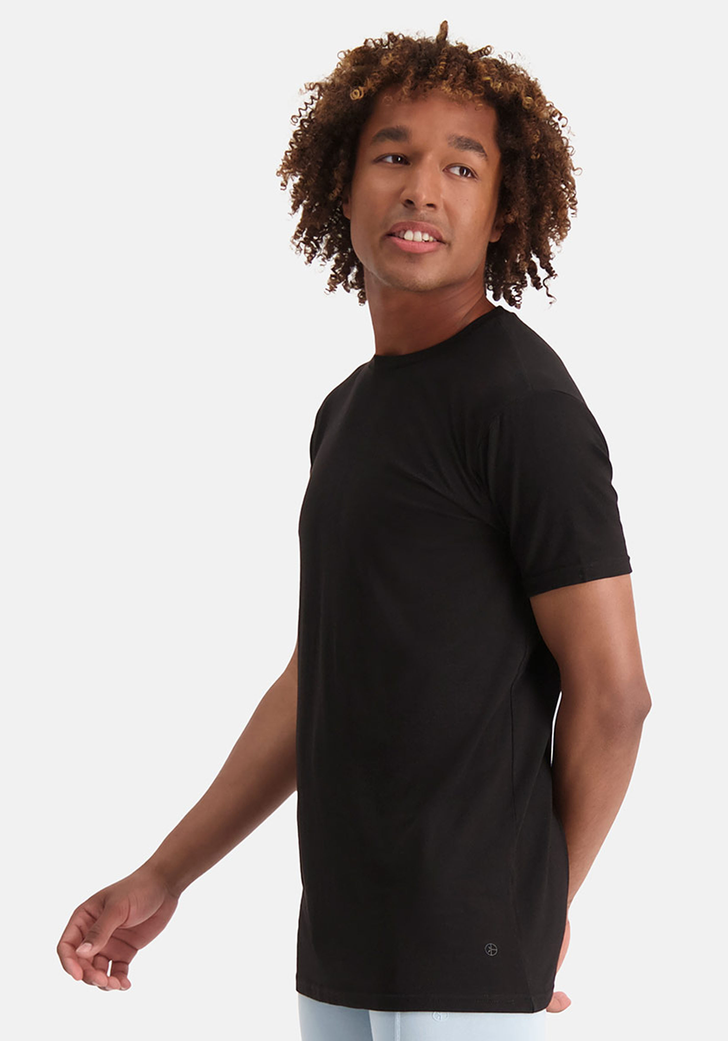 Bamboo Basics Ruben round neck T-shirt (2-pack), heren T-shirt O-hals extra lang, zwart