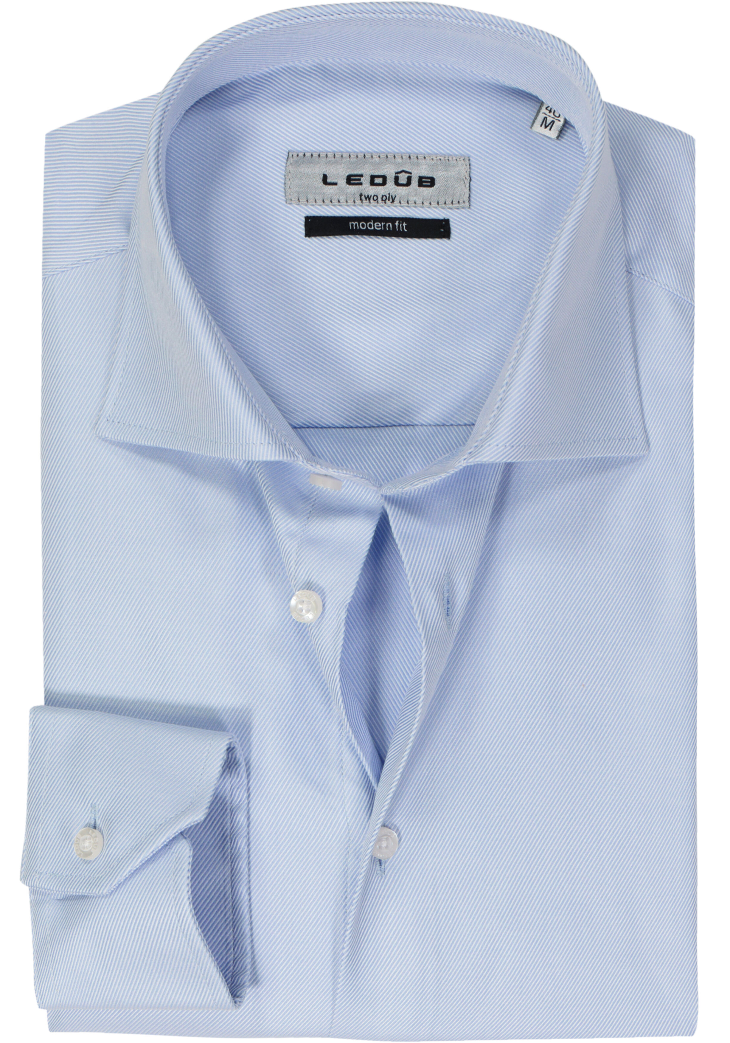 Ledub modern fit overhemd, lichtblauw twill 