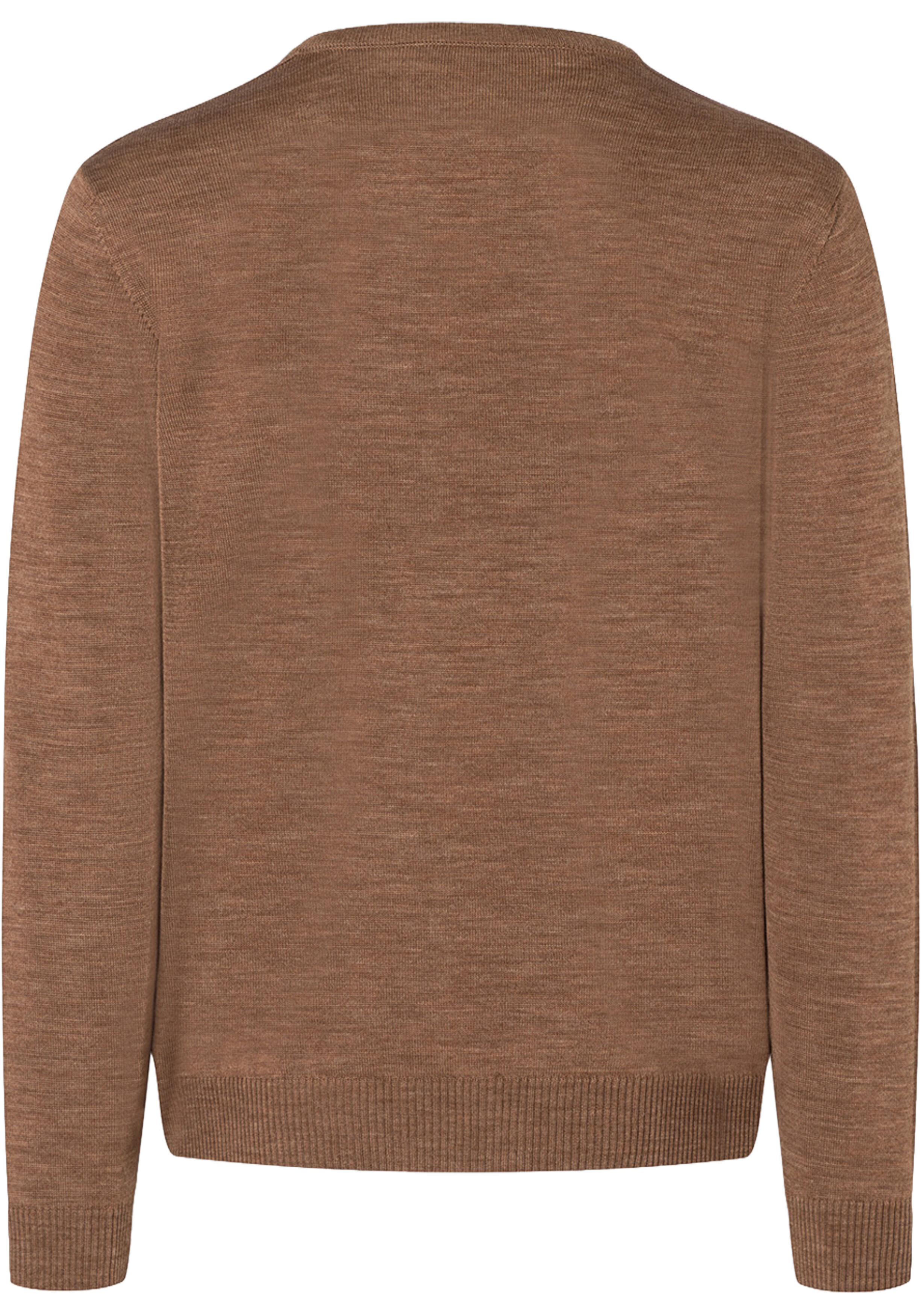 MAERZ Classic Fit heren trui met V-hals wol, bruin