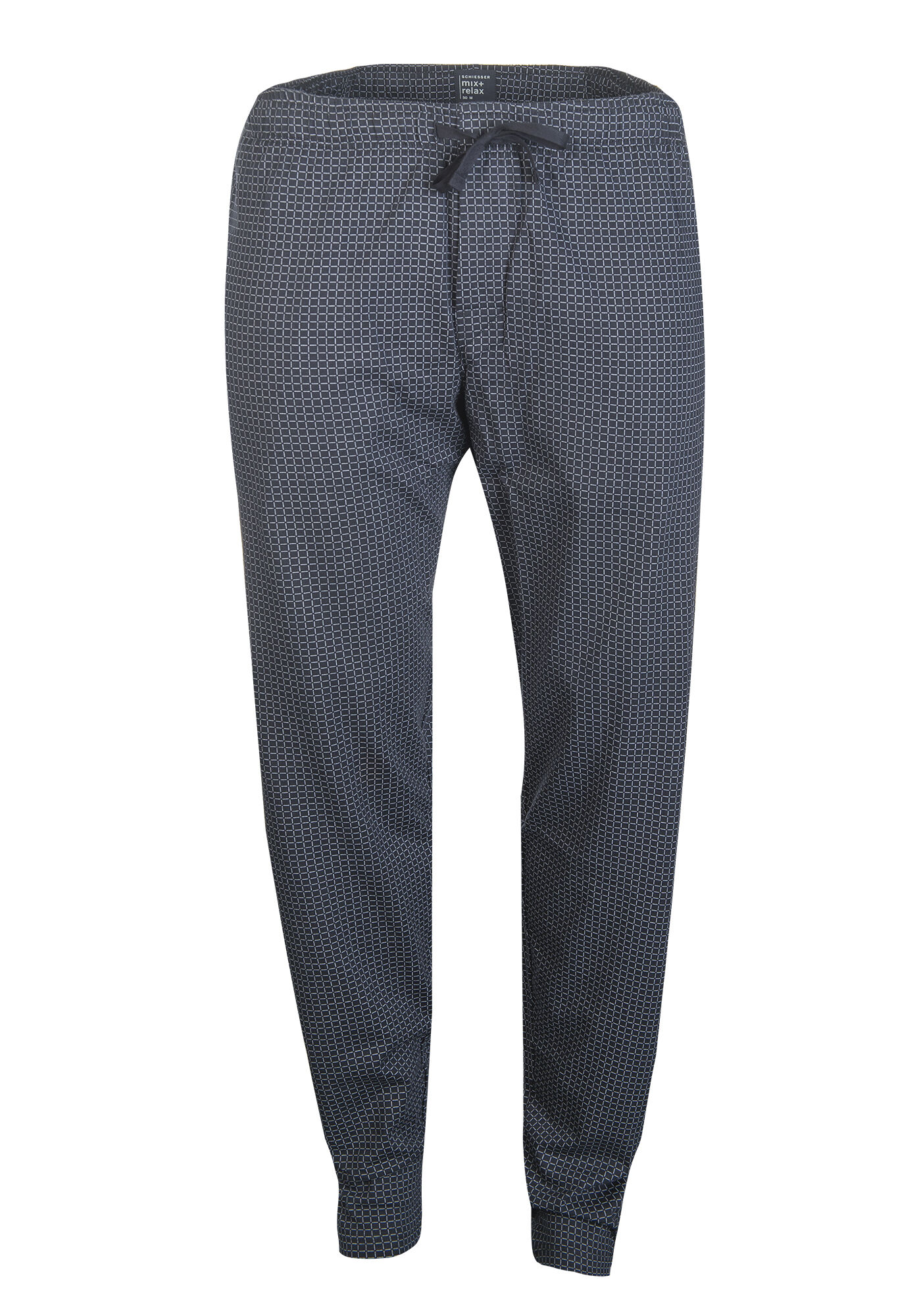 SCHIESSER Mix+Relax lounge broek, lange pijpen zonder boord, dun, blauw geruit
