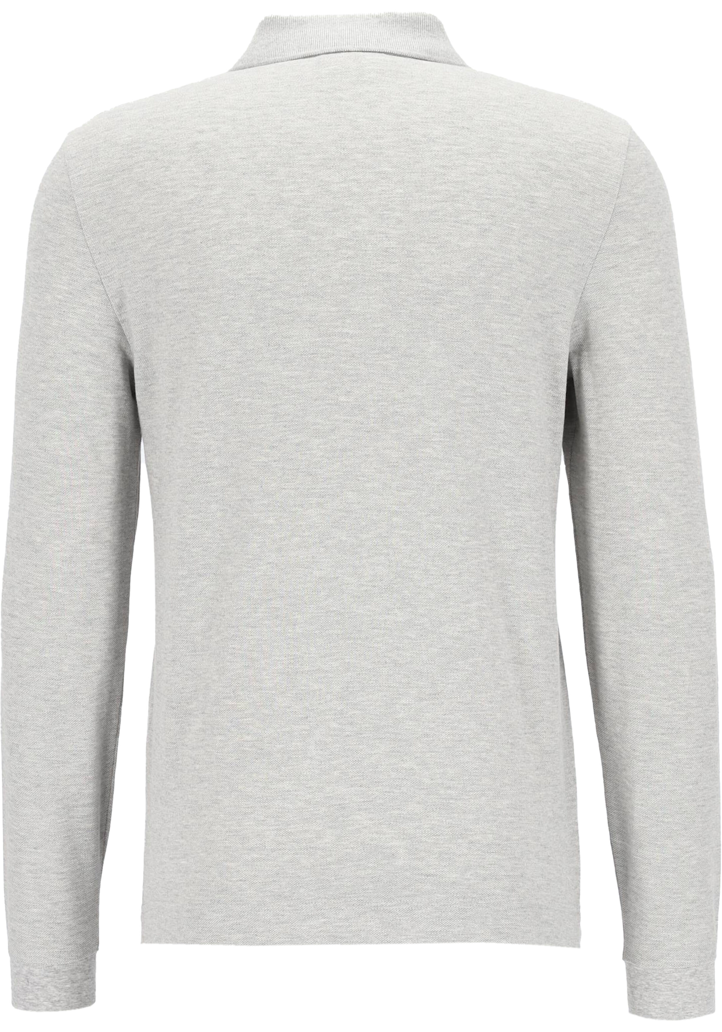 Lacoste Slim Fit polo lange mouw, lichtgrijs melange