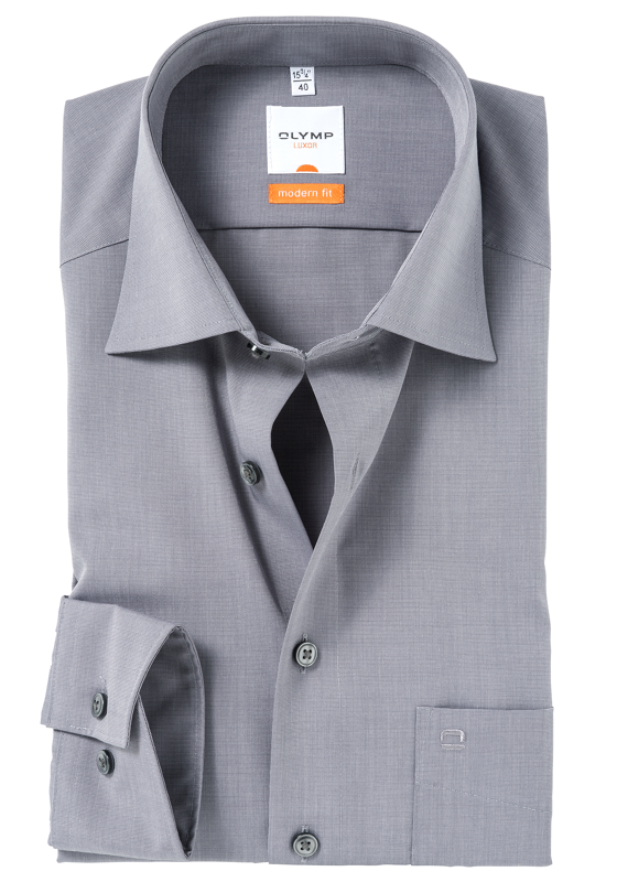 OLYMP Luxor modern fit overhemd, grijs fil a fil    OLYMP Luxor modern fit overhemd, grijs fil a fil