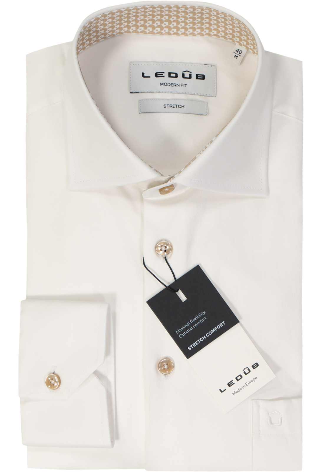 Ledub modern fit overhemd, popeline, wit Ledub modern fit overhemd, popeline, wit