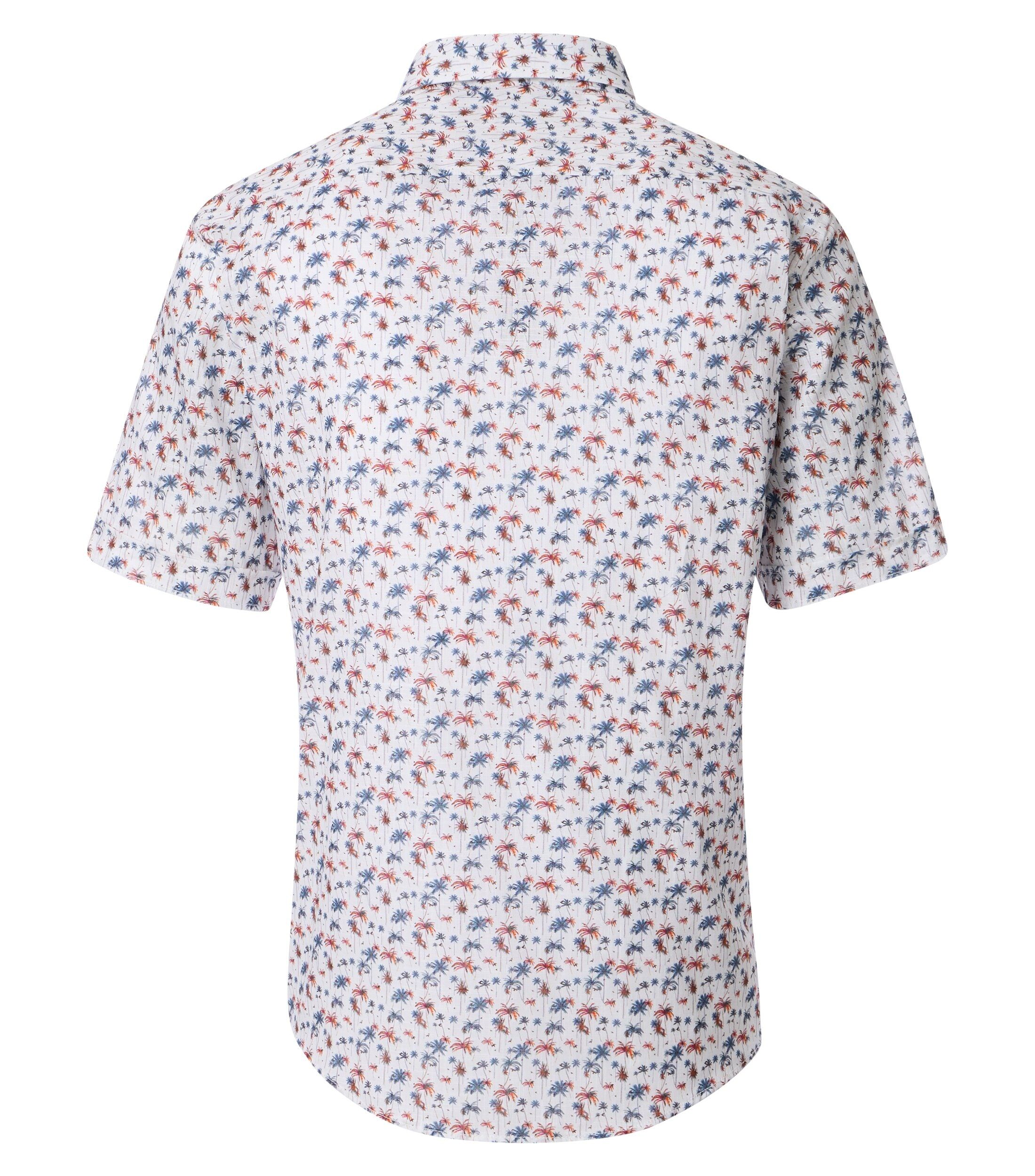 CASA MODA Sport casual fit overhemd, korte mouw, chambray, blauw, wit en lichtblauw dessin
