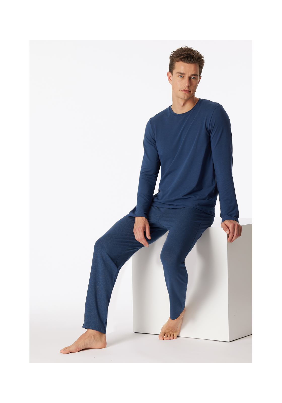 image_8_181181-801_4_1280x1280 SCHIESSER Long Life Soft pyjamaset, heren pyjama lang modal bladeren admiraal gedessineerd