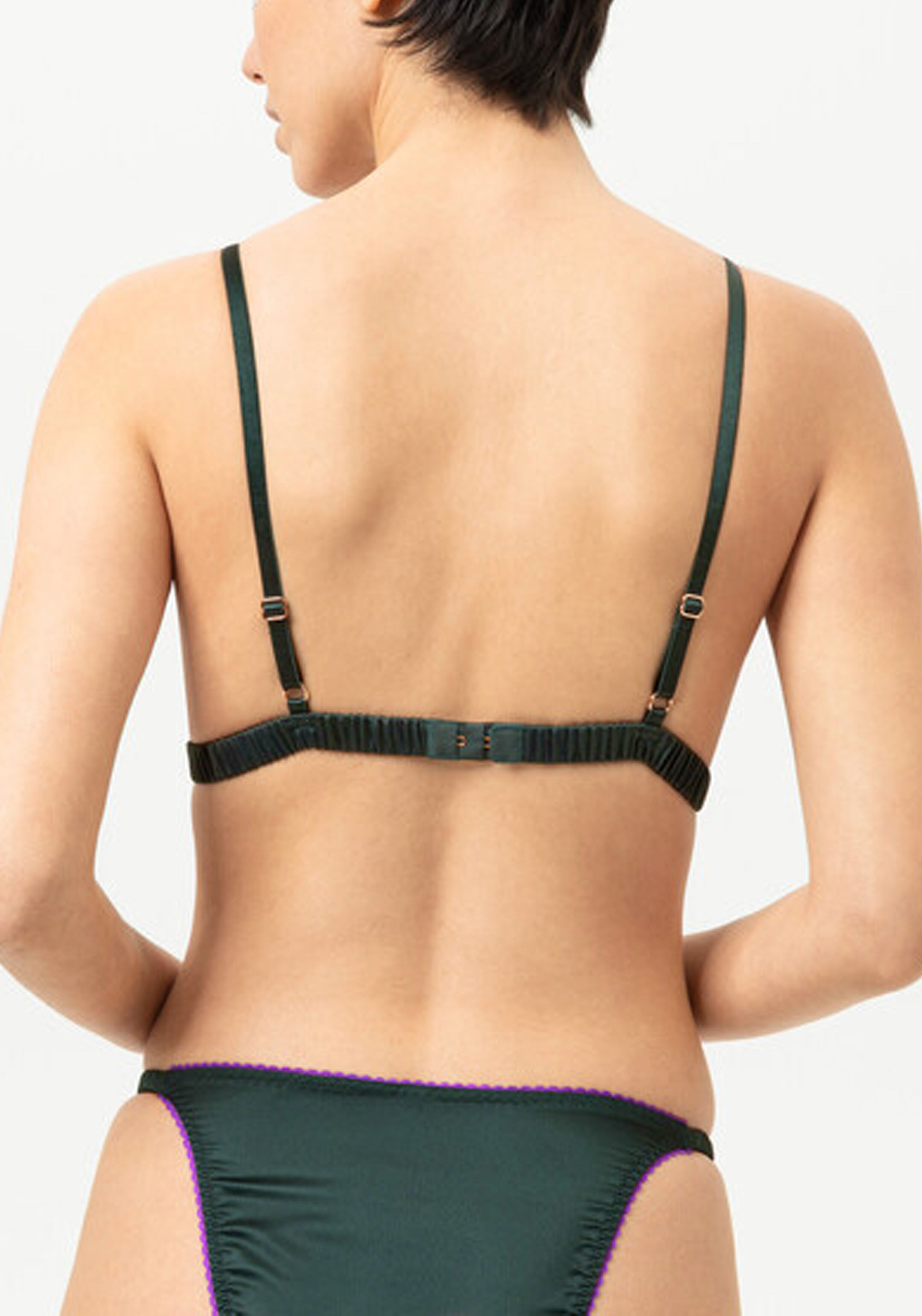 Mey dames triangle bra Poetry Glossy, beugelloze bh, donkergroen
