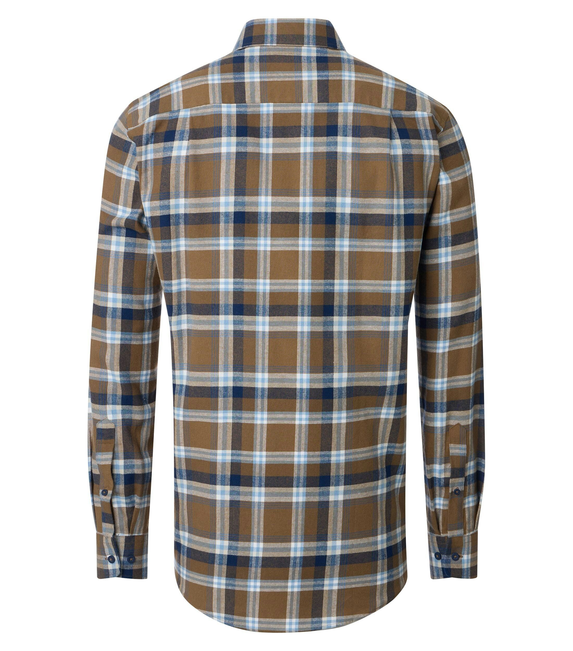 Redmond comfort fit overhemd, flanel, bruin geruit