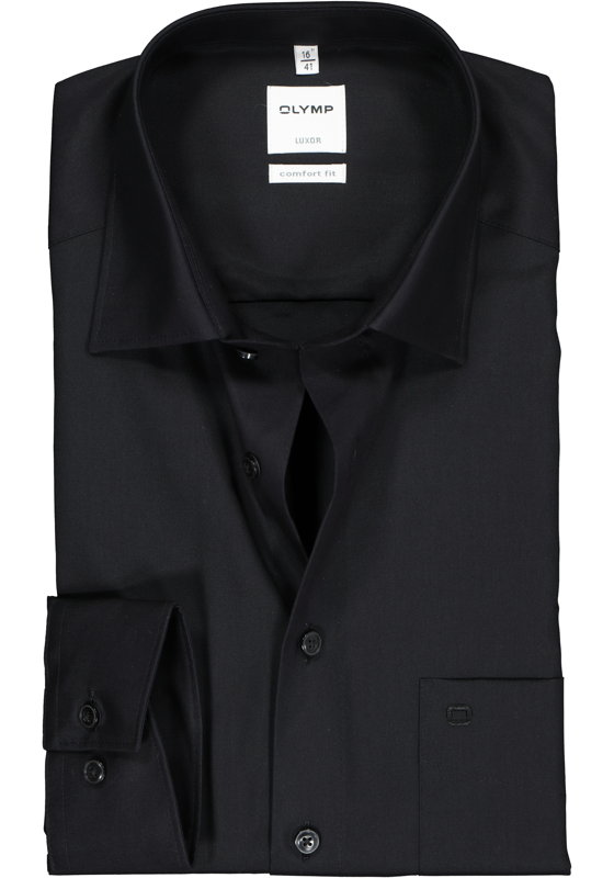 OLYMP Luxor comfort fit overhemd, zwart  OLYMP Luxor comfort fit overhemd, zwart
