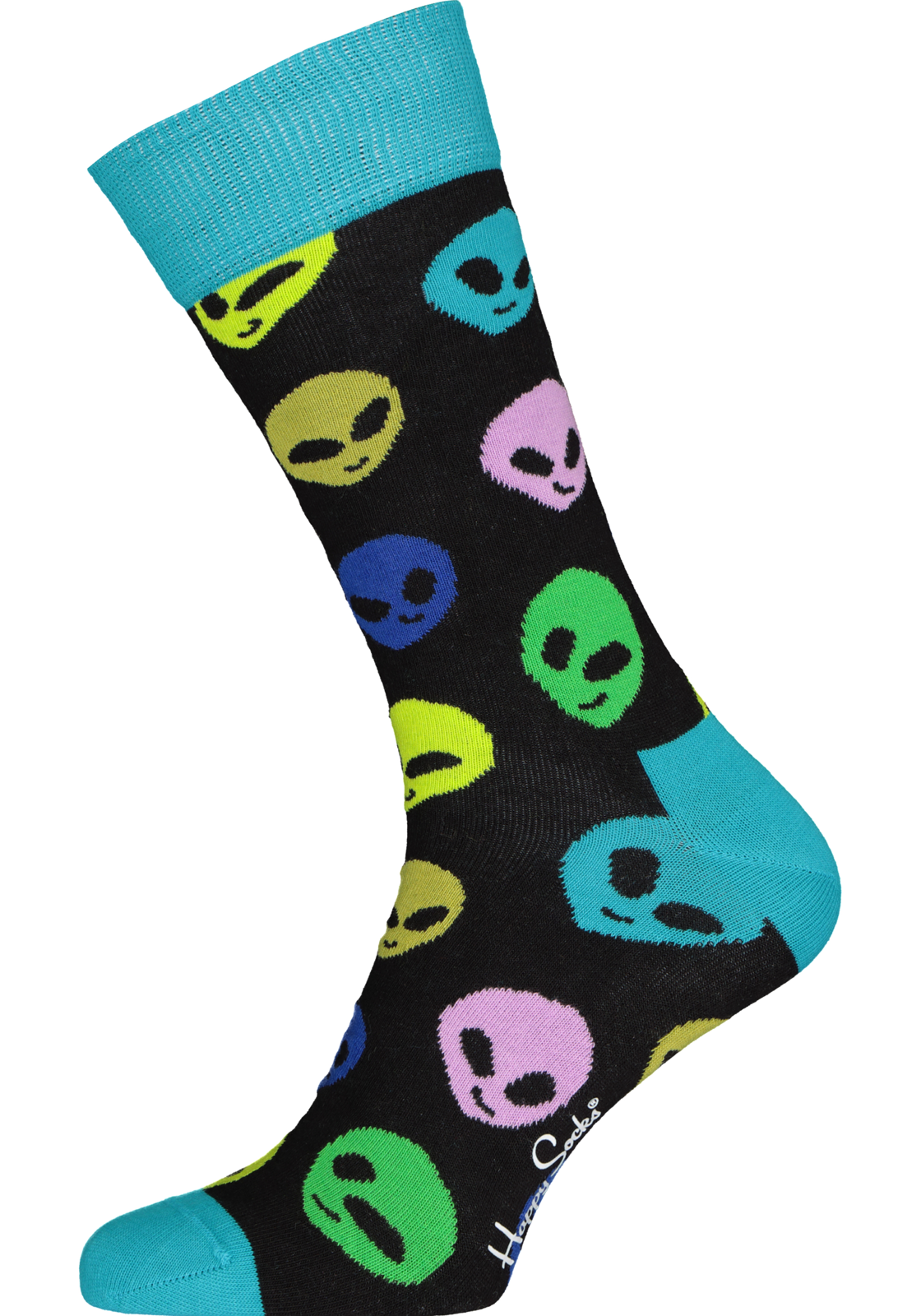 1-7333102533989_happy_socks__HR Happy Socks Alien Sock, zwart met ruimte mannetjes