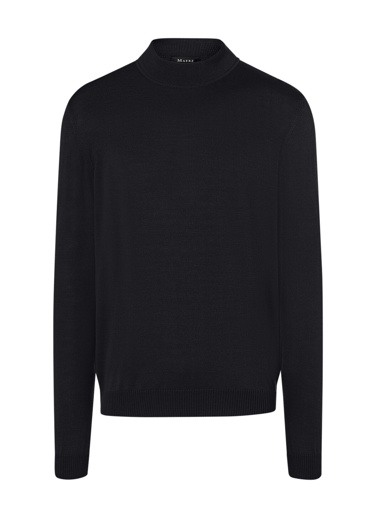 MAERZ Classic Fit heren trui met turtleneck wol, zwart