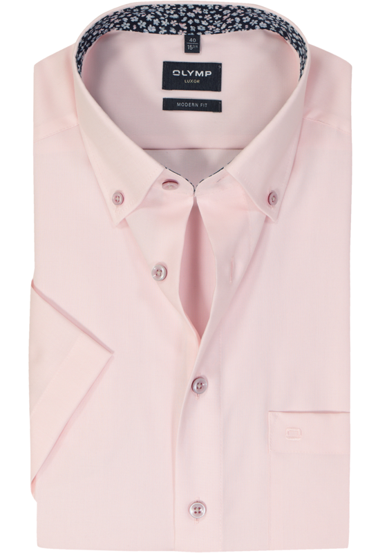 OLYMP modern fit overhemd, korte mouw, popeline , roze OLYMP modern fit overhemd, korte mouw, popeline , roze