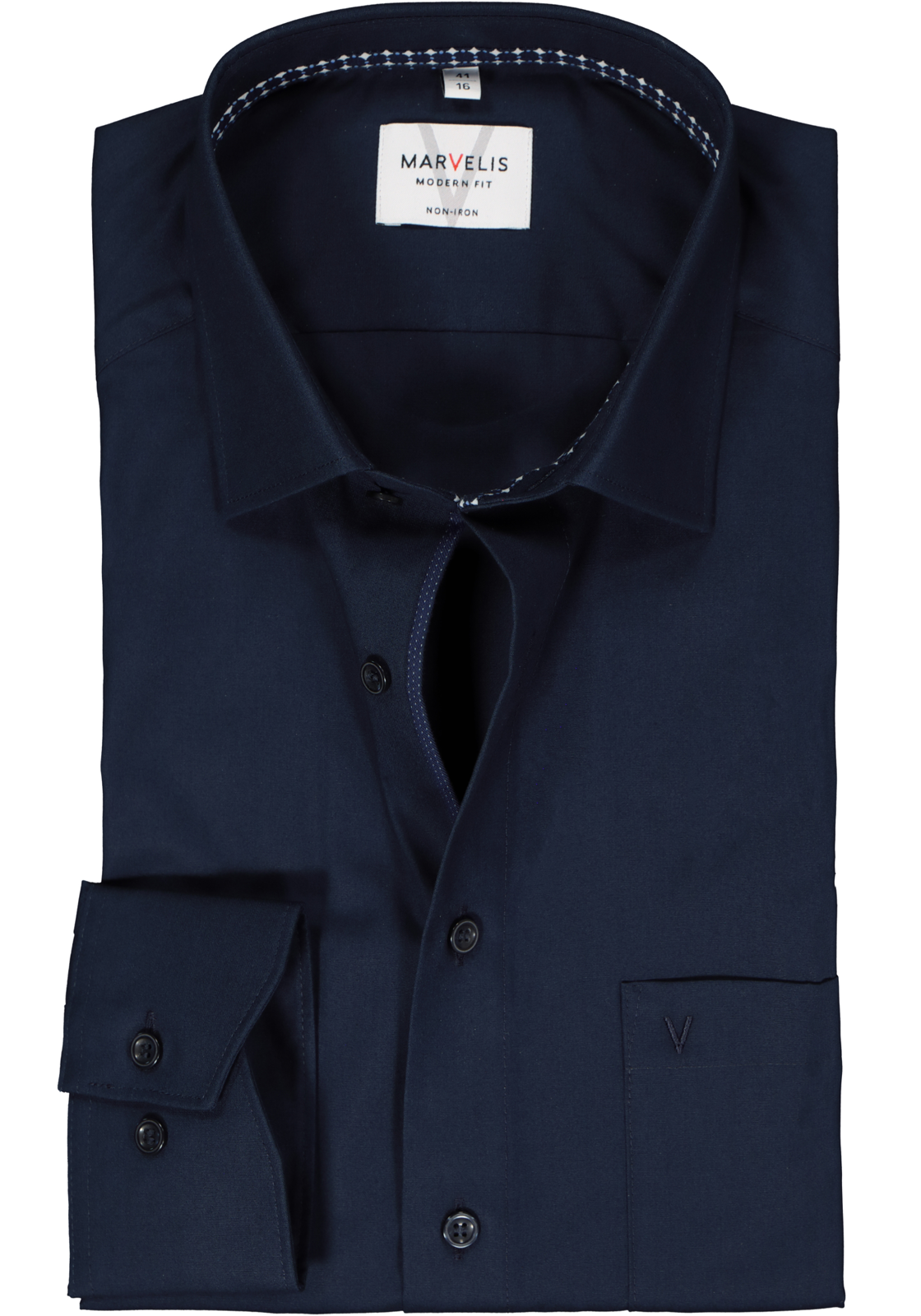 1-4062534769187_marvelis-overhemd_HR MARVELIS modern fit overhemd, popeline, donkerblauw