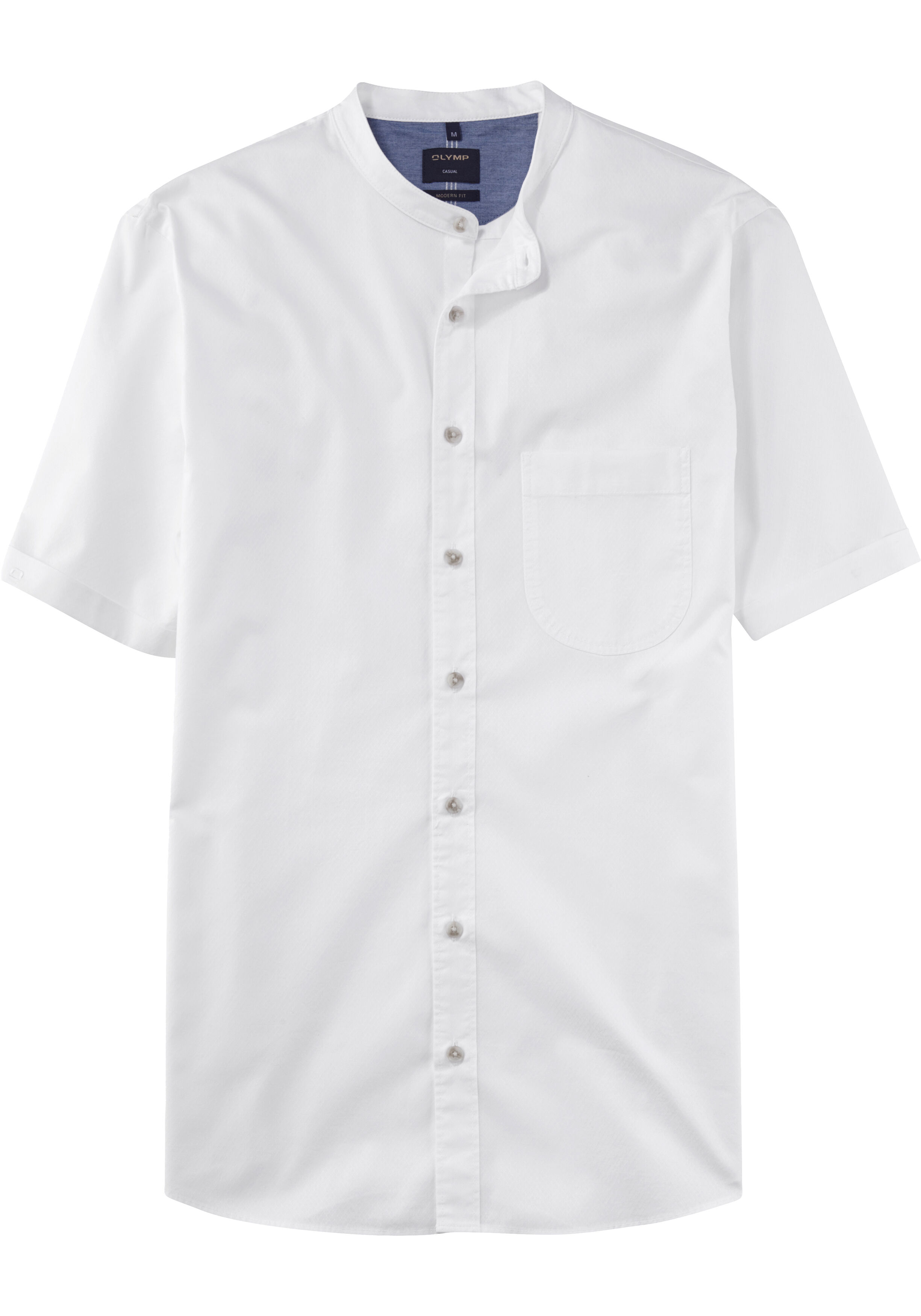 OLYMP Casual modern fit overhemd, korte mouw, structuur, wit