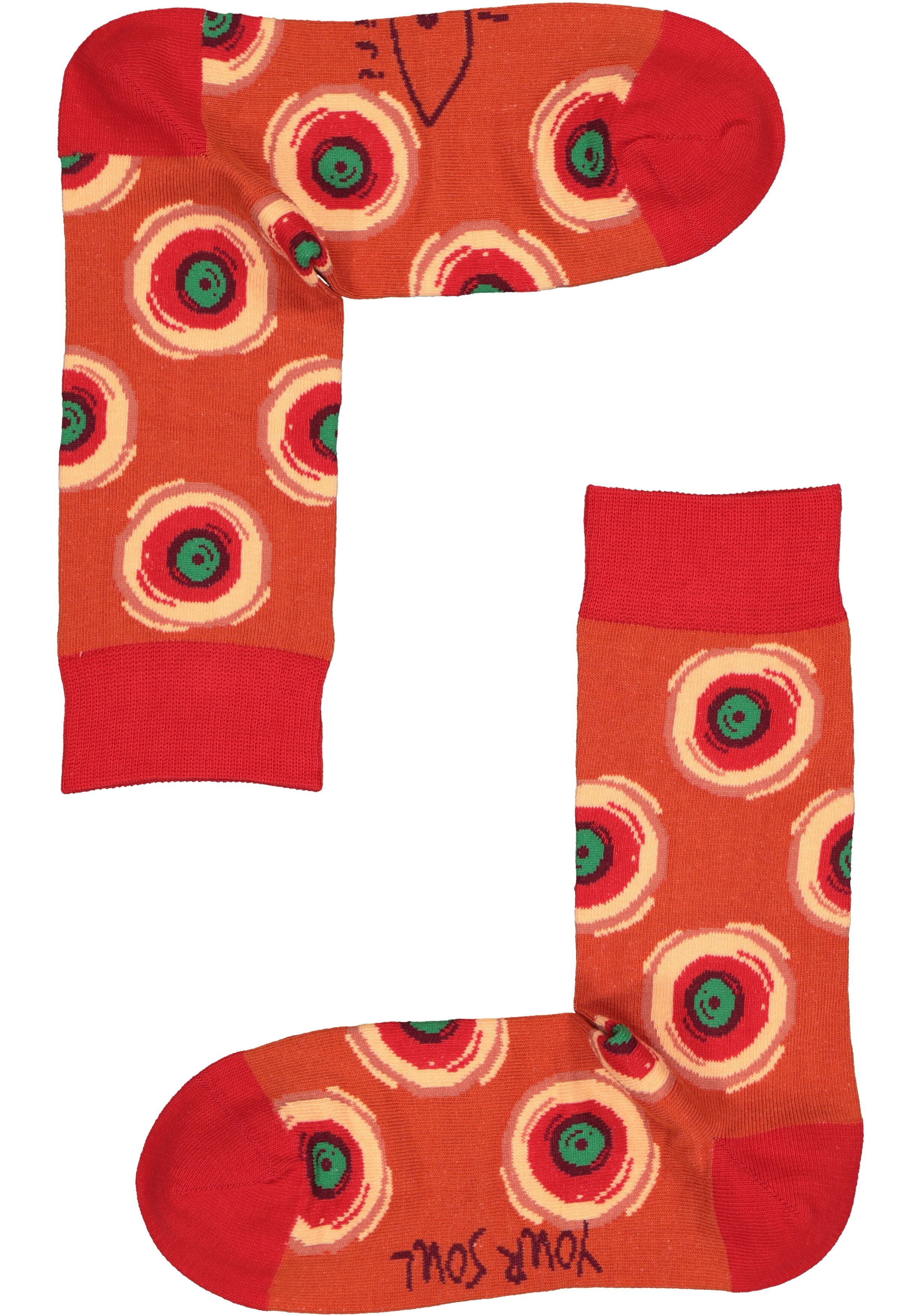 Spiri Socks The All Seeing Eye, unisex sokken, oranje, groen en rood