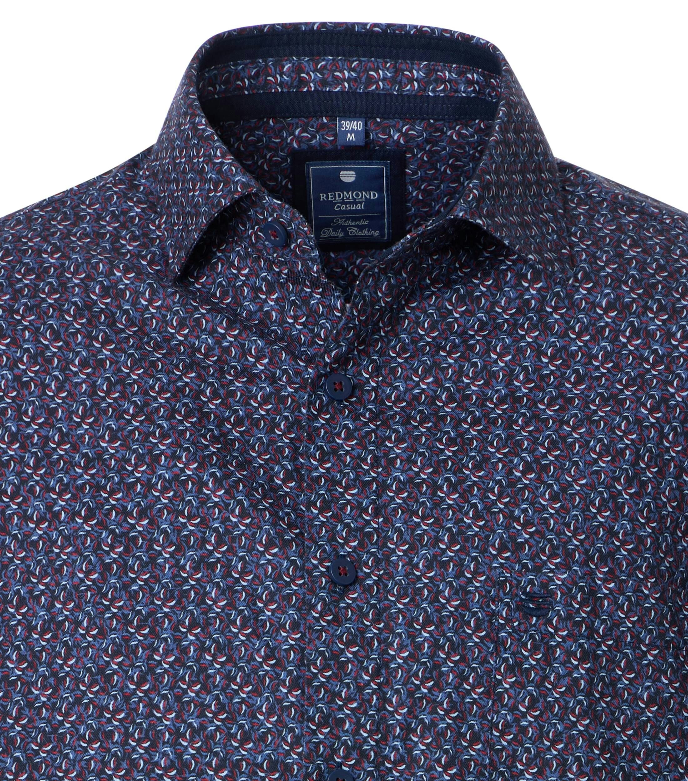 Redmond comfort fit overhemd, popeline, rood dessin