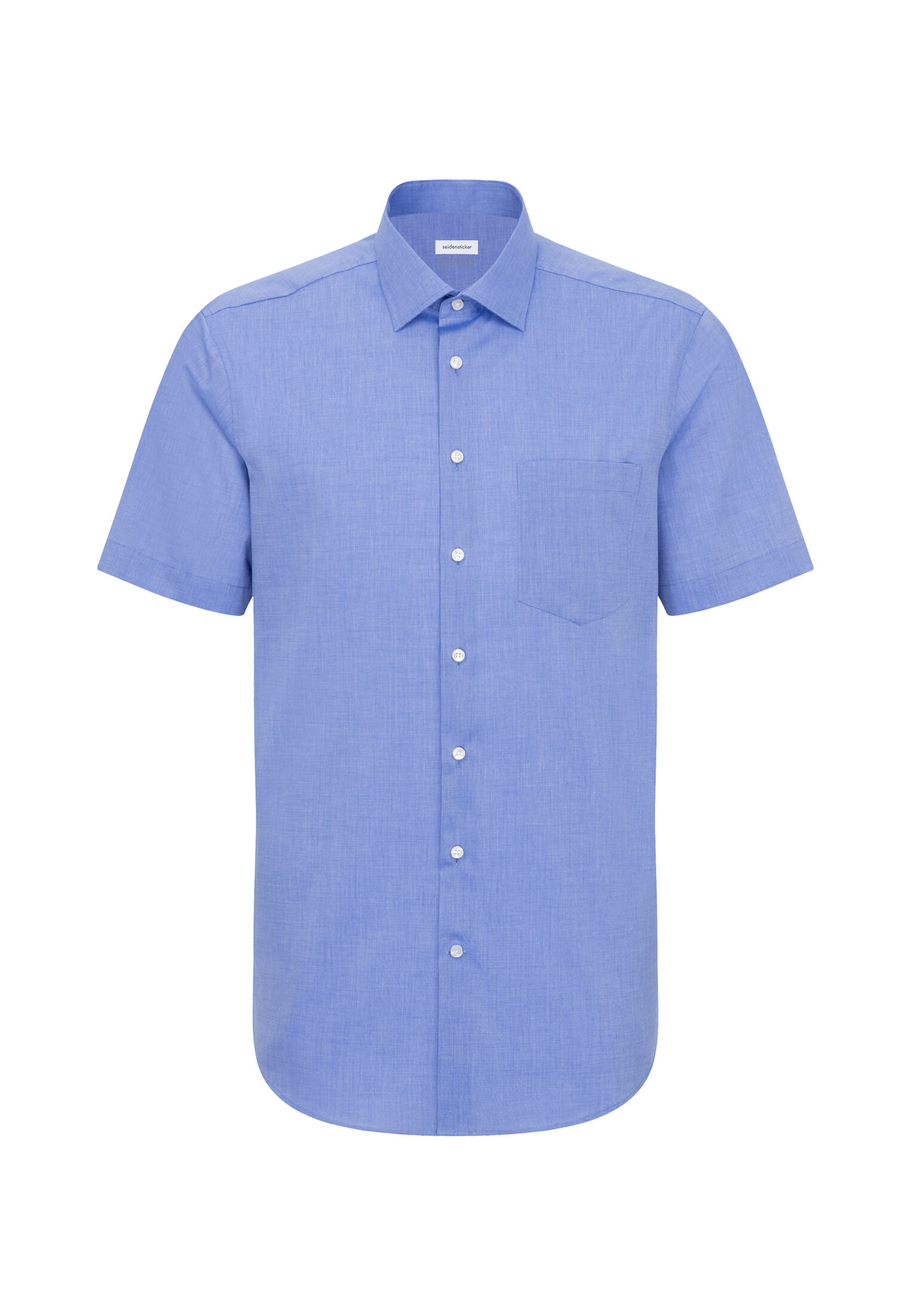 Seidensticker regular fit overhemd, korte mouw, popeline, blauw