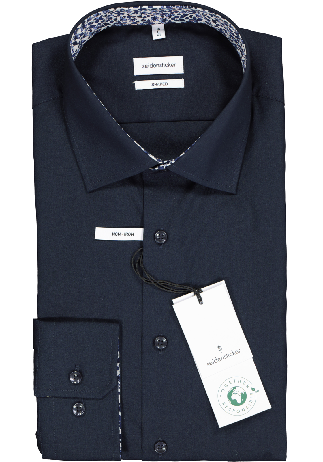 Seidensticker shaped fit overhemd, donkerblauw (contrast) Seidensticker shaped fit overhemd, donkerblauw (contrast)