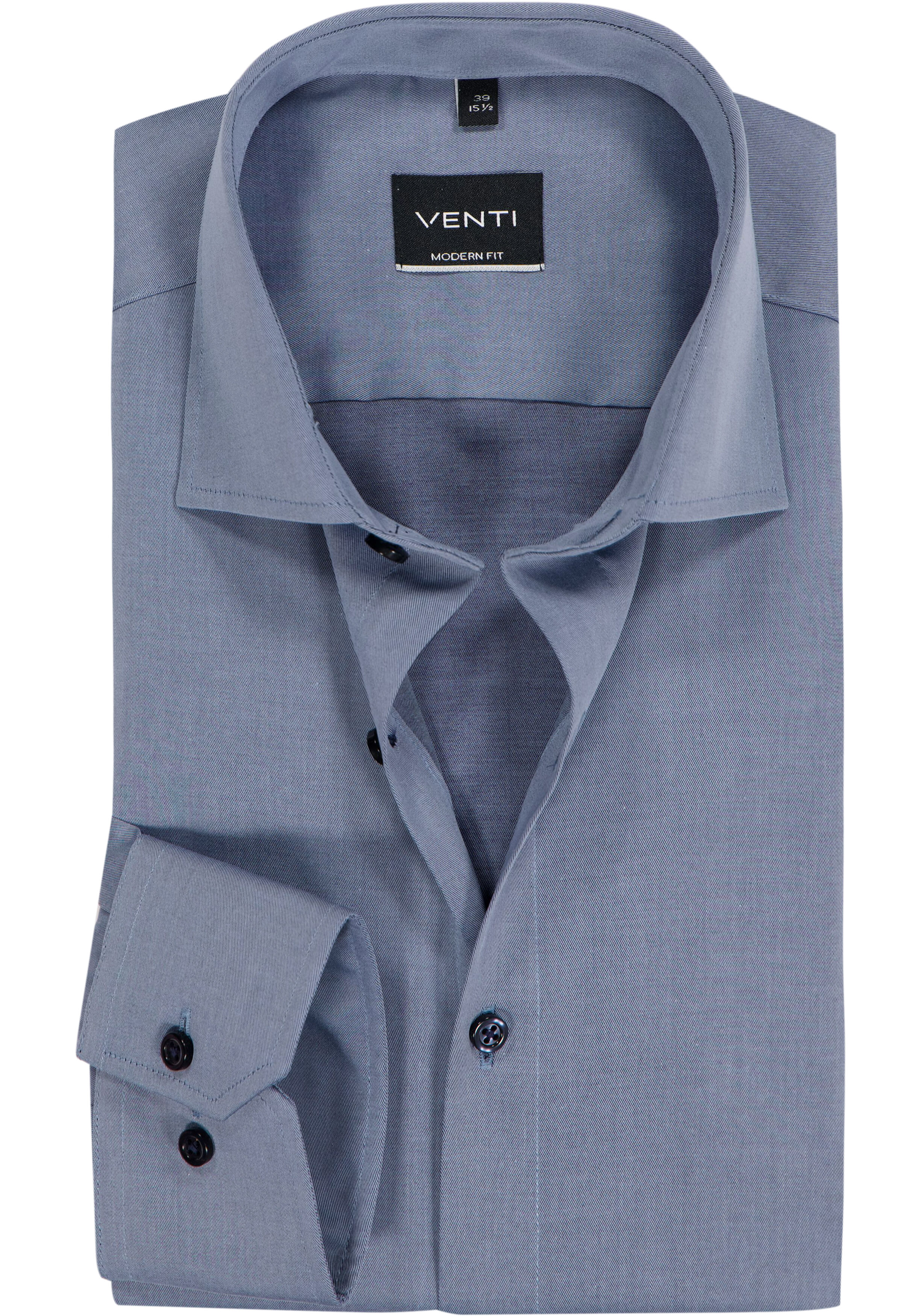 VENTI modern fit overhemd, mouwlengte 72cm, twill, grijsblauw