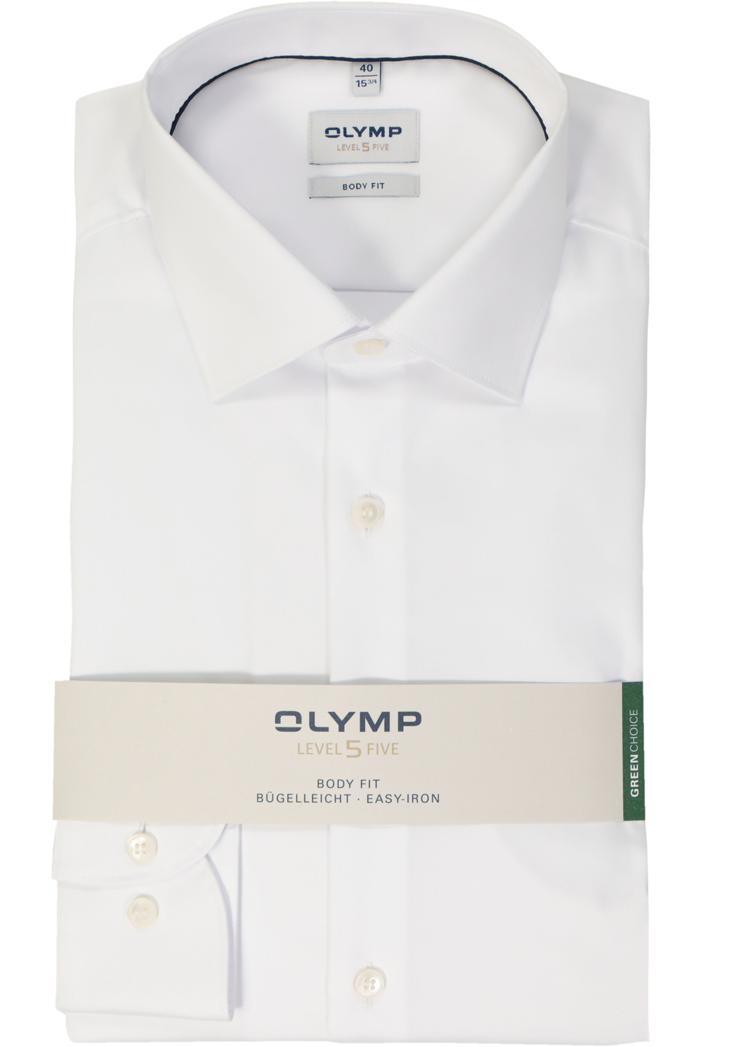OLYMP Level 5 body fit overhemd, satijnbinding, wit