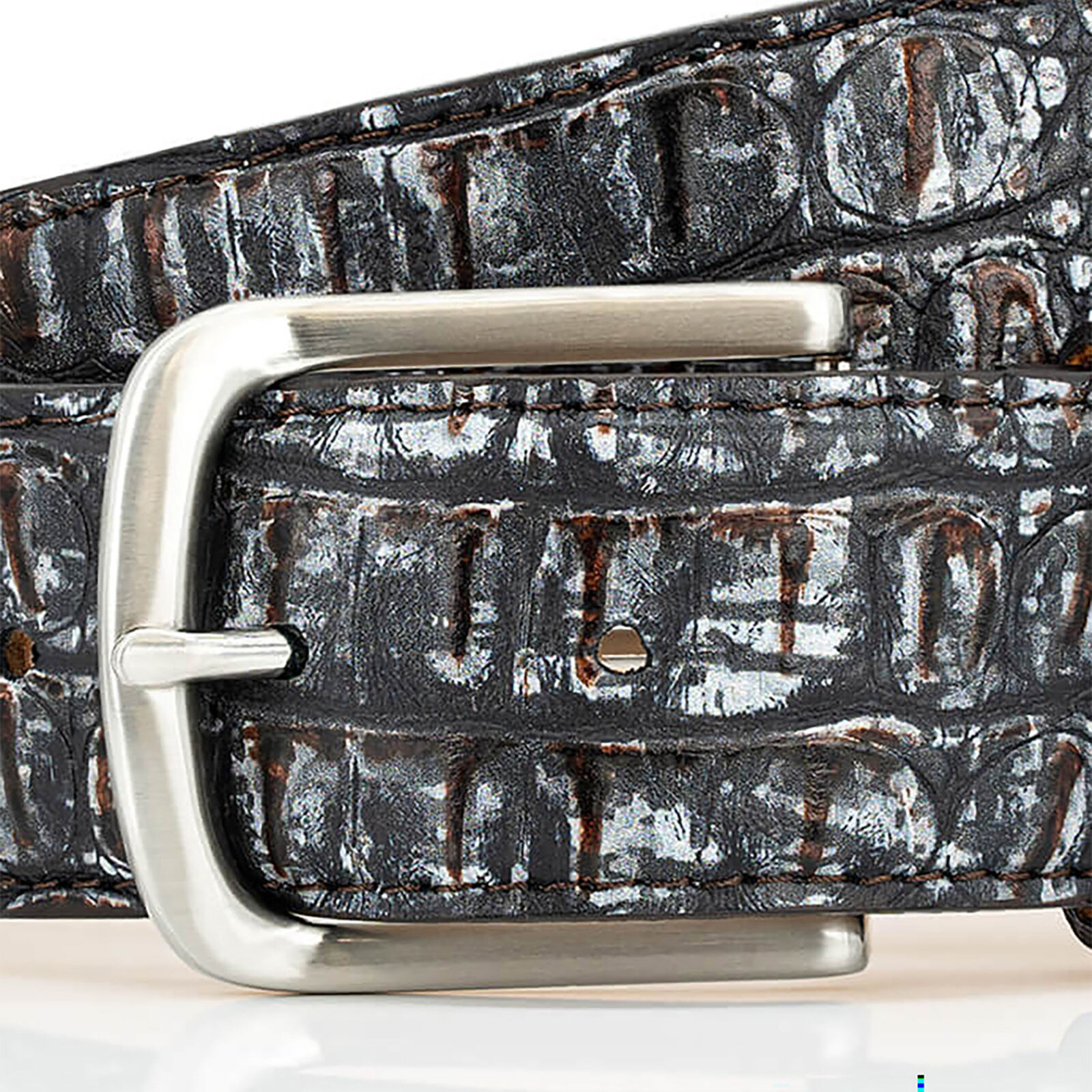 LINDENMANN leren heren riem, grijs