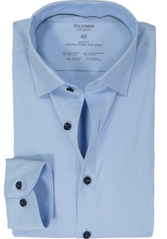 OLYMP Level 5 24/Seven body fit overhemd, lichtblauw tricot OLYMP Level 5 24/Seven body fit overhemd, lichtblauw tricot